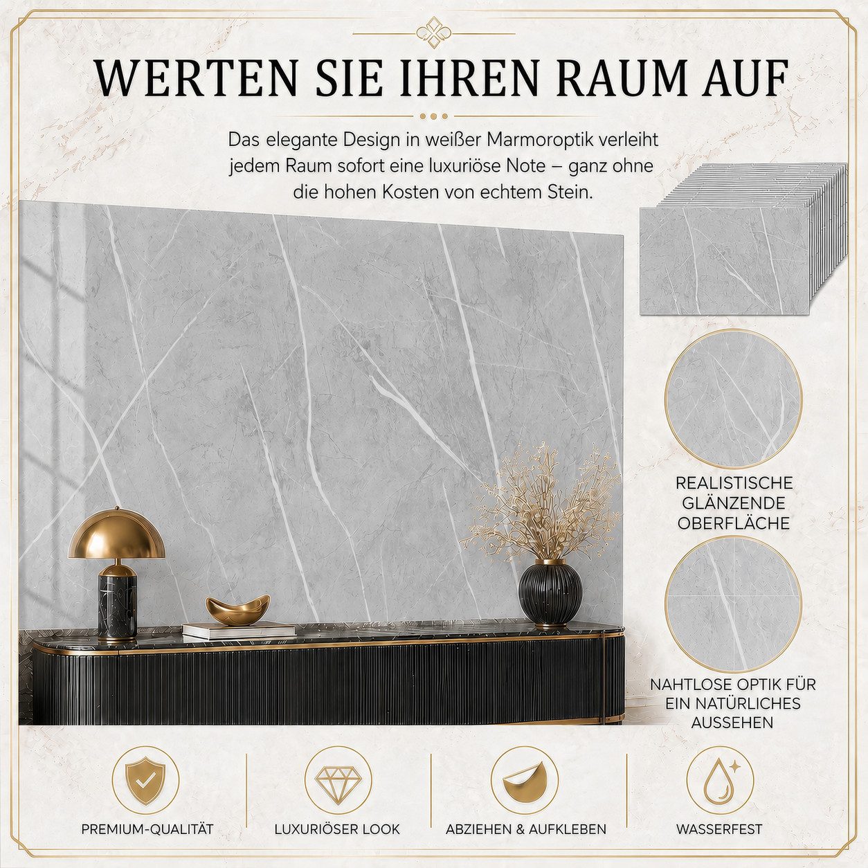 BlingBin Wandpaneel 20 Stück Wandaufkleber selbstklebend, klebepaneele 60 x 30 cm, BxL: 30x60 cm, 0,18 qm, (20er Set Wandpaneele, 20-tlg., wanddekor) wandverkle – Bild 3 von 5