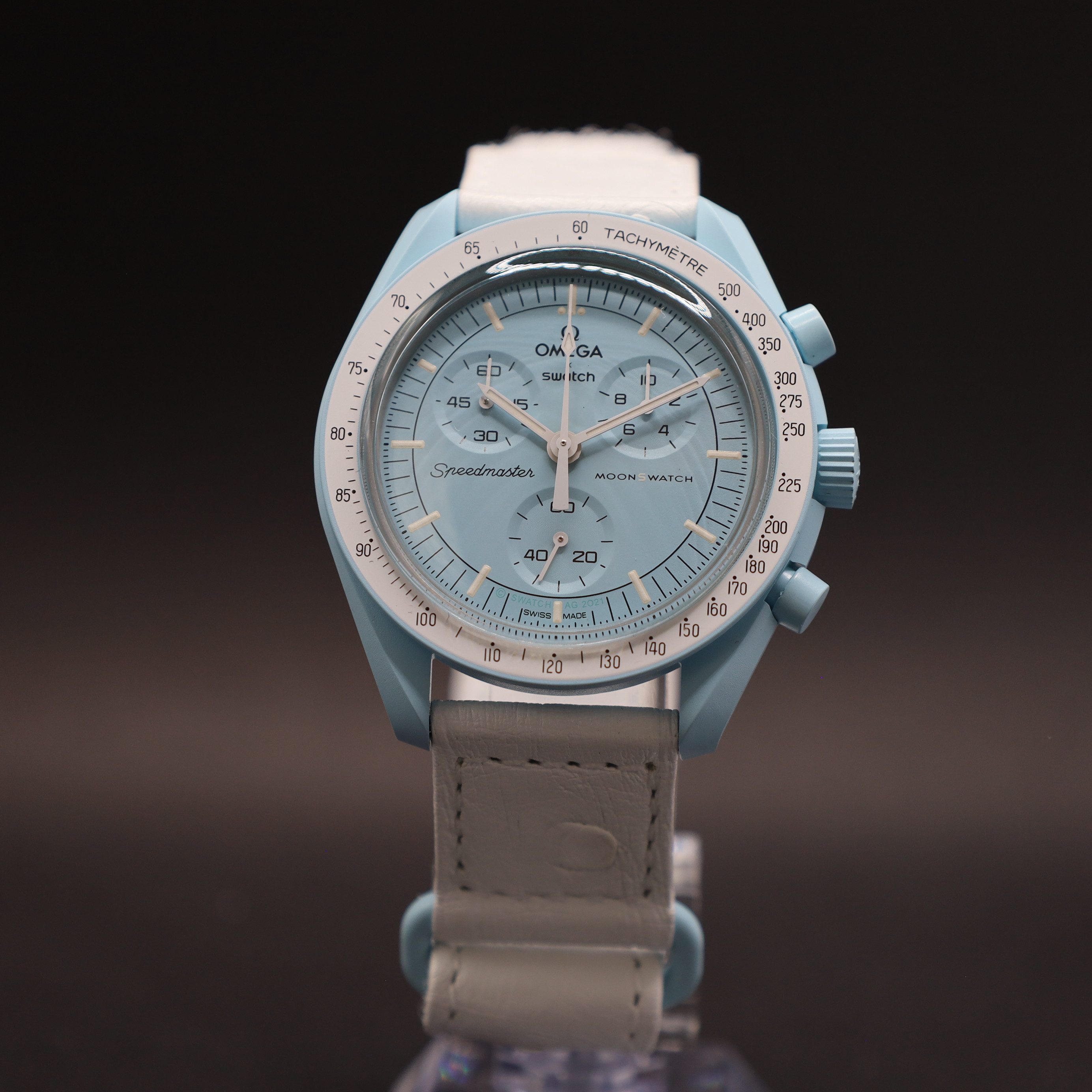 Swatch Chronograph OMEGA x Swatch MoonSwatch Mission to Uranus Straußenleder SO33L100C, (1-tlg)
