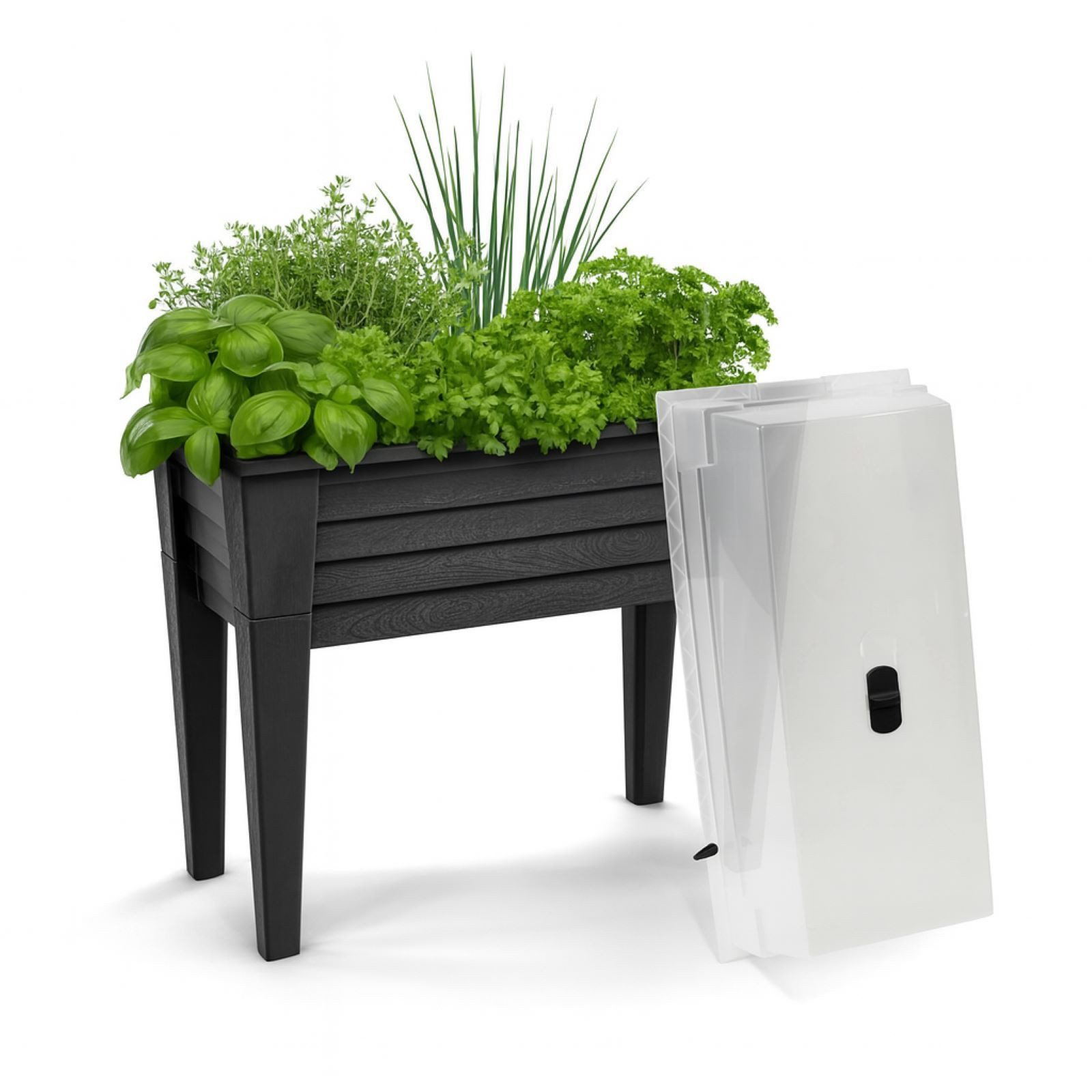 BURI Hochbeet Hochbeet mit Deckel 78x40x84 cm Frühbeet Kunststoff Grau Pfla günstig online kaufen