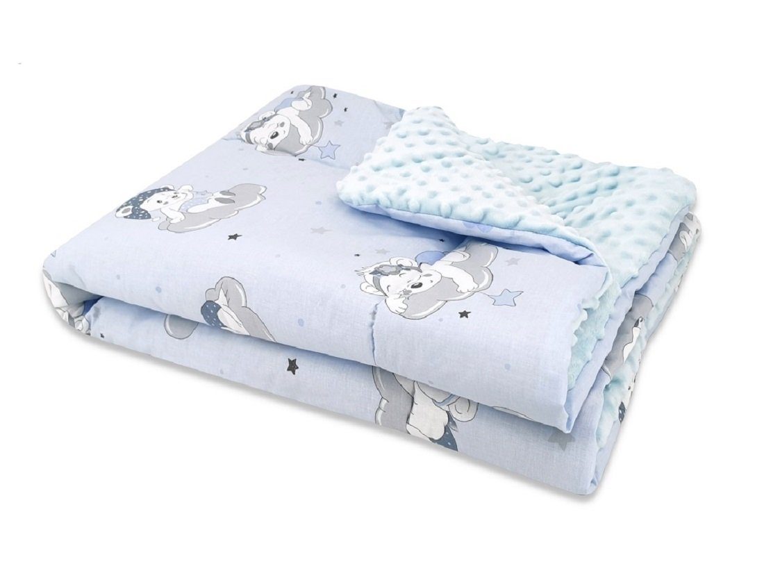 Babydecke Baby Steppdecke 100% Baumwolle Wendedecke Minky, Babyhafen, Made in Europa teddy