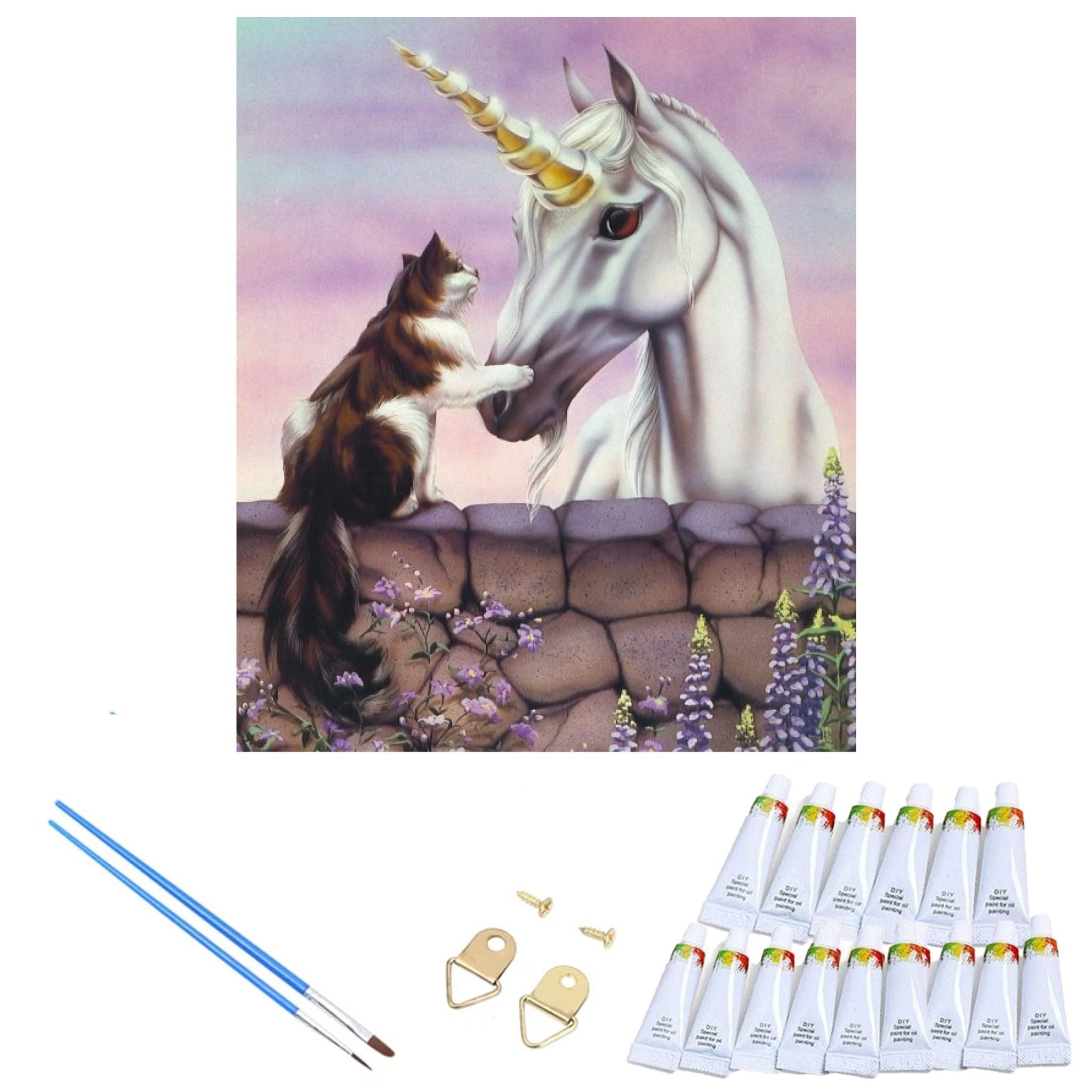 LaCute Malen nach Zahlen Einhorn Malset – Kreatives Malen nach Zahlen mit Rahmen 30x40 cm (Komplettes Malset: Kreatives Malen nach Zahlen mit Rahmen und Farben, Malen nach Zahlen Set: Leinwand 30x40 cm, Acrylfarben, Pinsel, Rahmen), Einhorn Malset: Hochwertige Leinwand 30x40 cm mit Acrylfarben & Rahmen