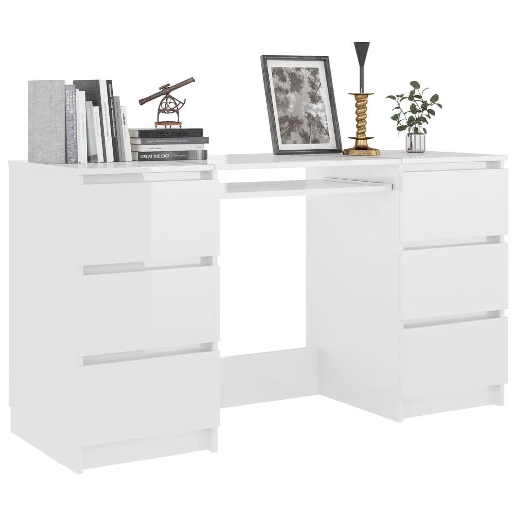 vidaXL Schreibtisch Schreibtisch Hochglanz-Weiß 140x50x77 cm | Holzwerkstoff Hochglanz-Weiß Hochglanz-Weiß
