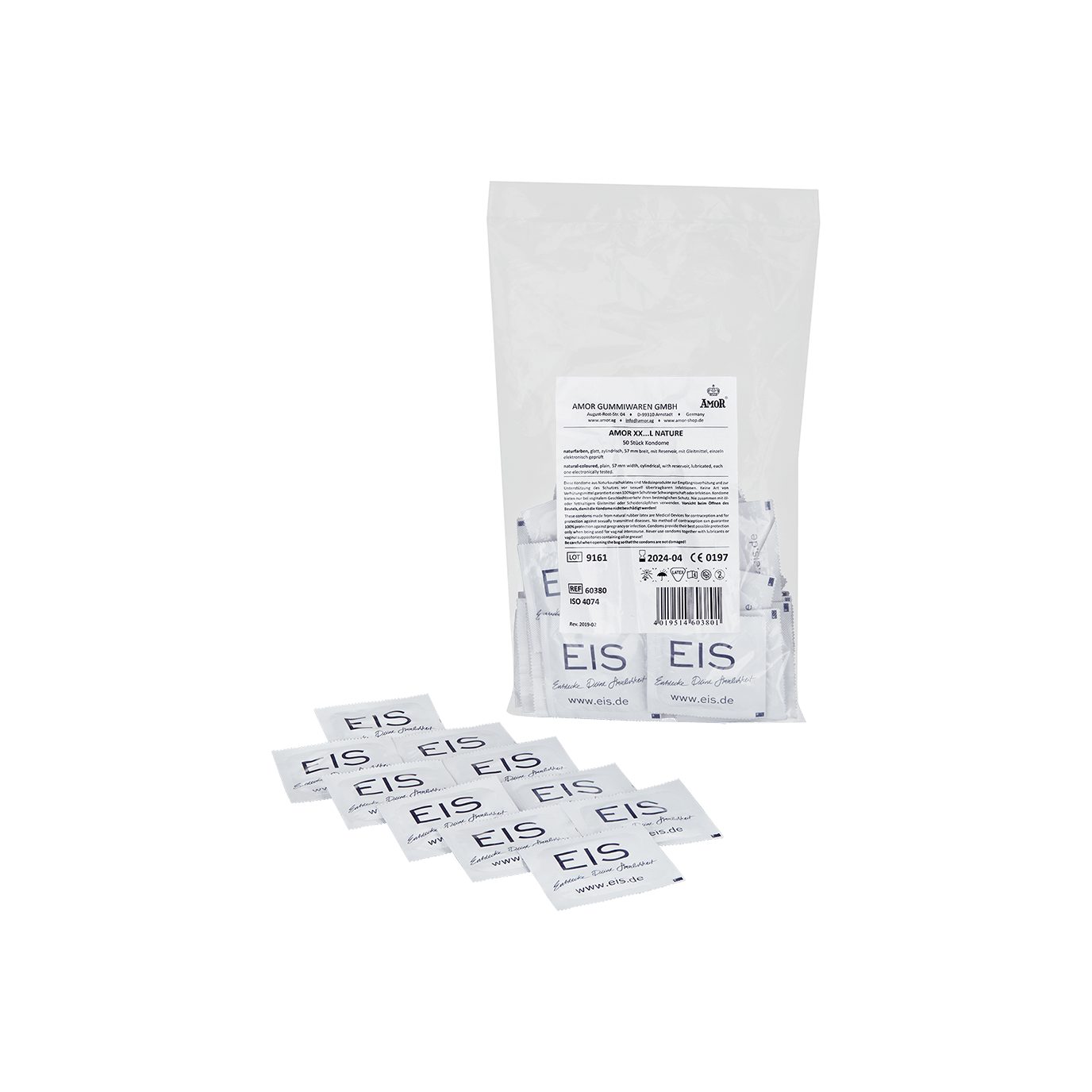EIS St., - 60 EIS Stk) verschiedene mit Größen, Kondome Naturkautschuklatex Reservoir, mm 50 XXL Markenkondome (50