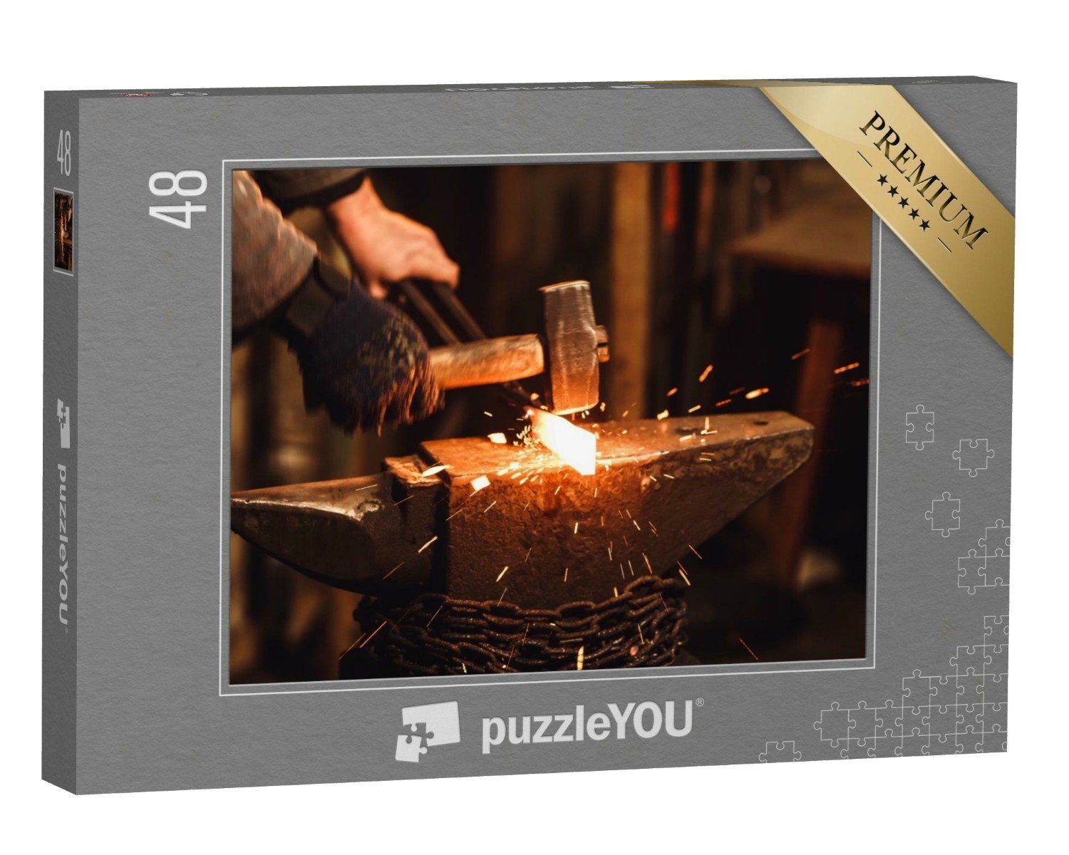 puzzleYOU Puzzle Schmied schmiedet glühendes Metall, Funken fliegen, 48  Puzzleteile, puzzleYOU-Kollektionen Handwerk