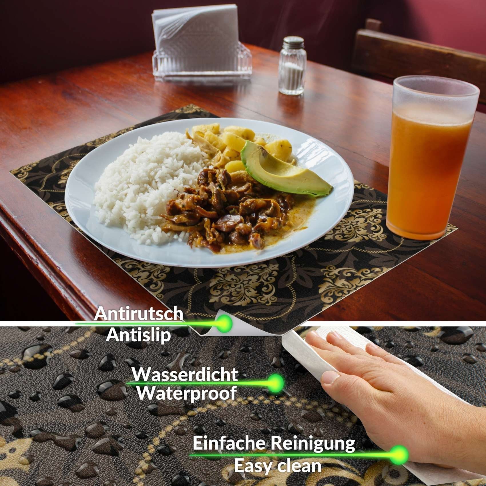 ANRO Platzset DEIN Platzdeckchen Servierdeckchen Soft Tischset Tellerunterleger, (Einzelstück, 1-St., einzelverpackt), Glatt, leichte Narbung 45x30cm Rankenmuster
