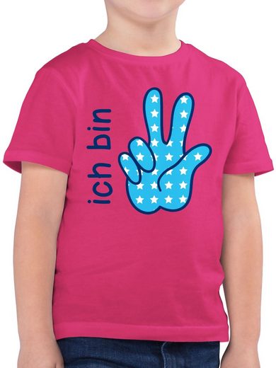 Shirtracer T-Shirt »Ich bin 3 Junge Zeichensprache - Geburtstag Geschenk Kinder - Jungen Kinder T-Shirt« Kindergeburtstag Geburtstagsgeschenk