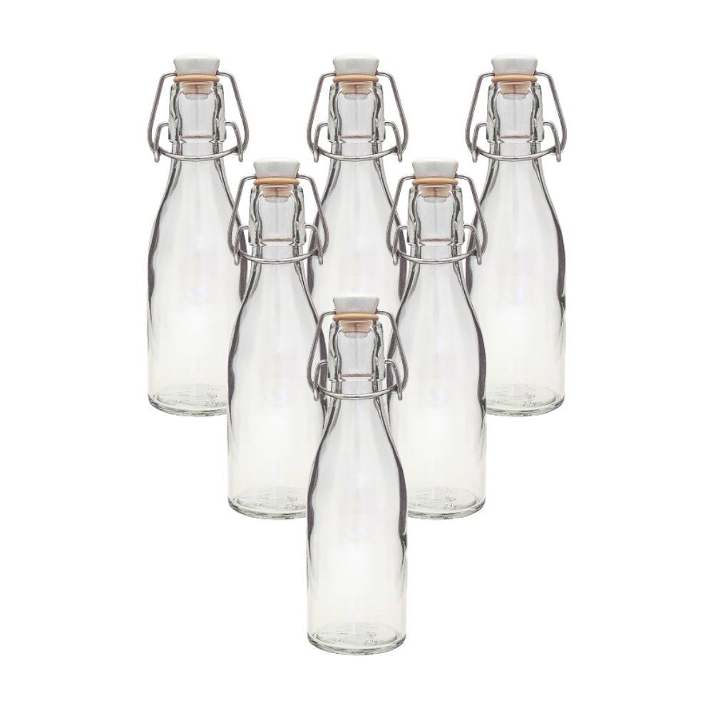 mikken Trinkflasche Set Bügelflaschen 250 ml Glasflaschen mit Bügelverschluss + Etiketten