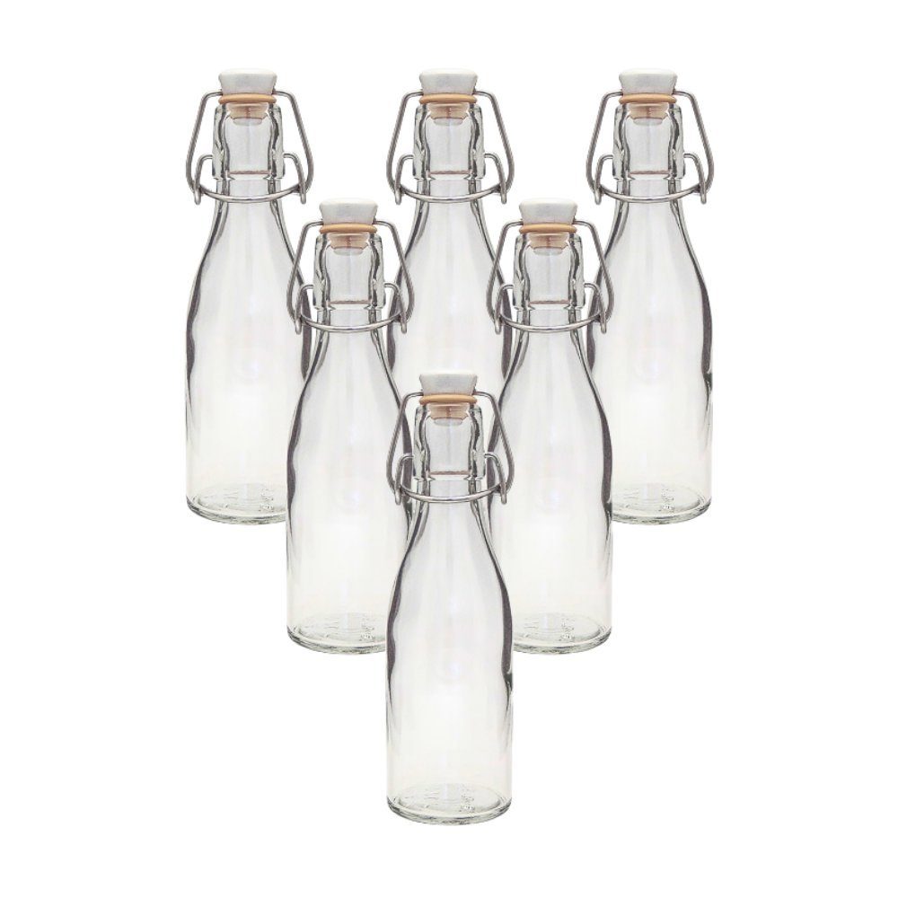mikken Trinkflasche Set Bügelflaschen 200 ml Glasflaschen mit Bügelverschluss + Etiketten