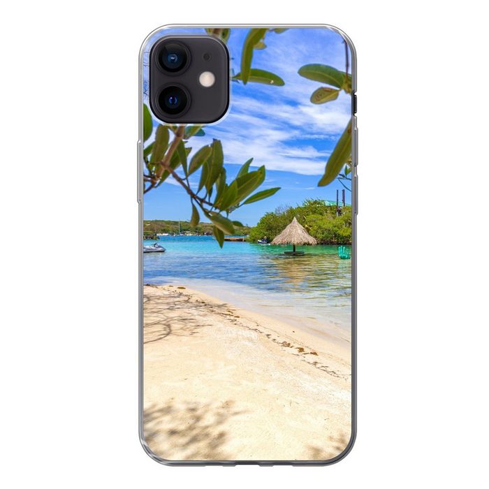 MuchoWow Handyhülle Strand der Bay Islands Handyhülle Apple iPhone 12 Mini Smartphone-Bumper Print Handy