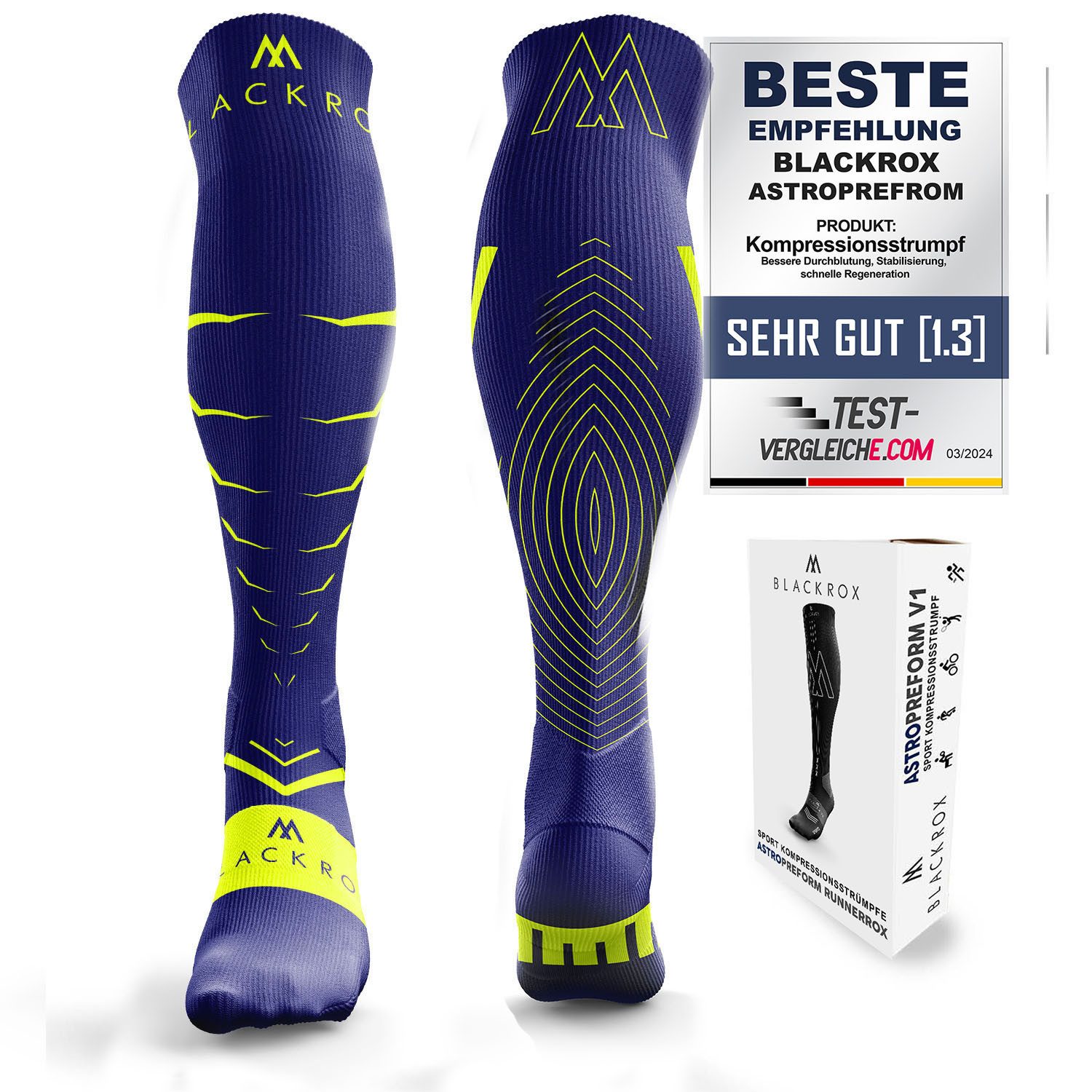 BLACKROX Kompressionsstrümpfe [Vergleichssieger 2026] Gr. S-XL, Für Damen & Herren, VIPEROX