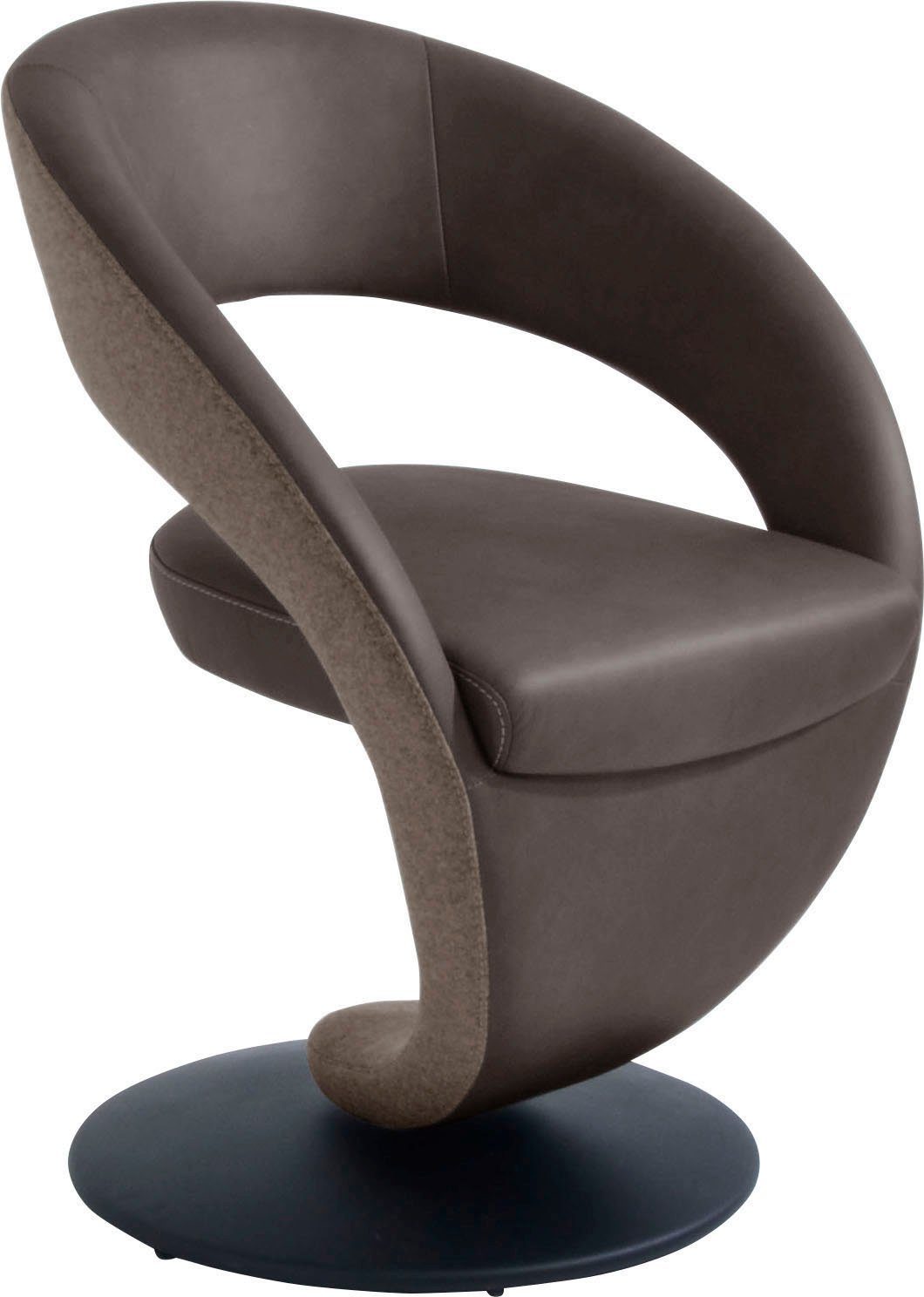 K+W Komfort & Wohnen Esszimmerstuhl Wave, Drehstuhl, Polsterstuhl, Design-Drehstuhl, Drehteller in Metall schwarz, Farbkombination