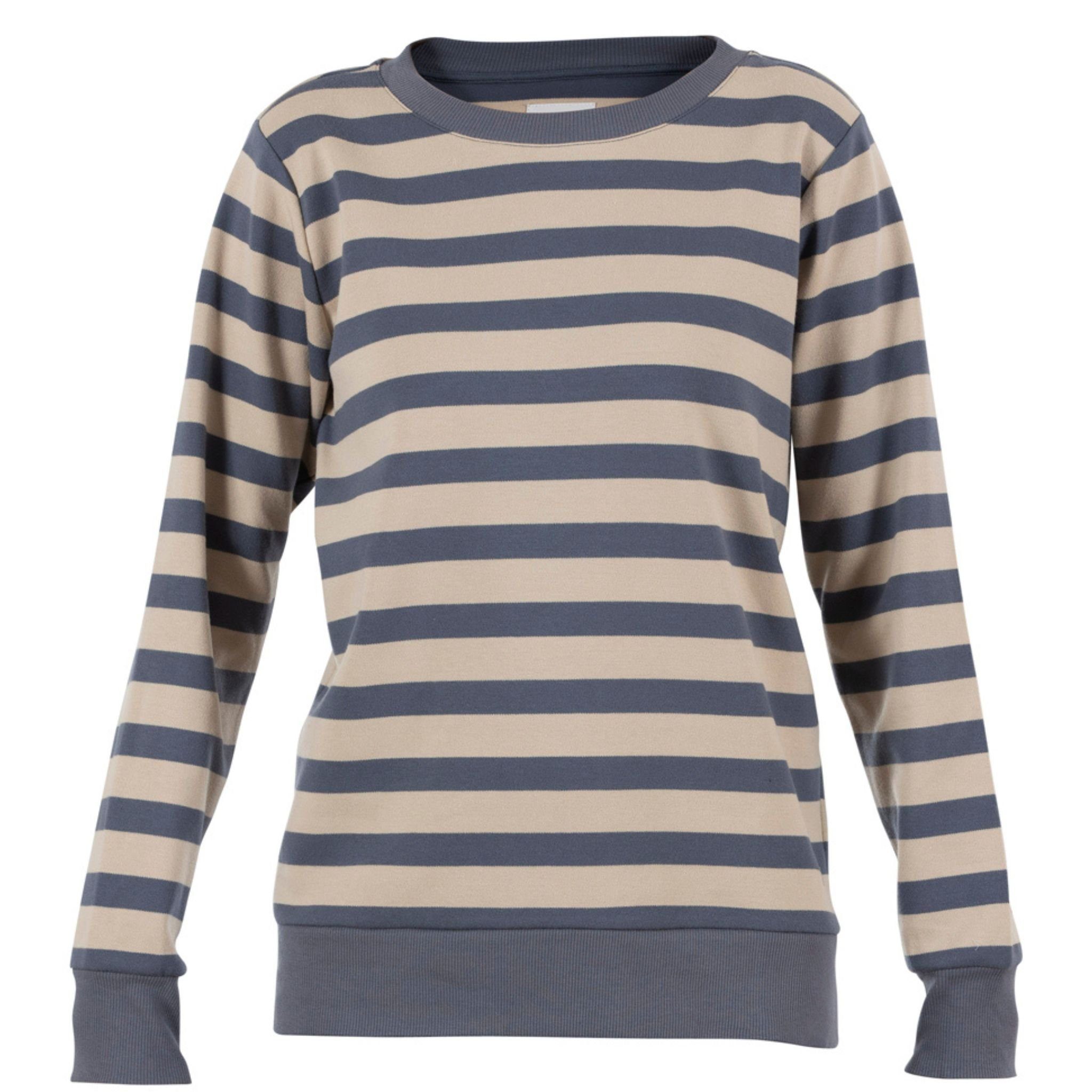 Farben Striped versch. Pullover Rundhalspullover Blue Basil Sportswear in gestreift Gestreifter Beige-Blau