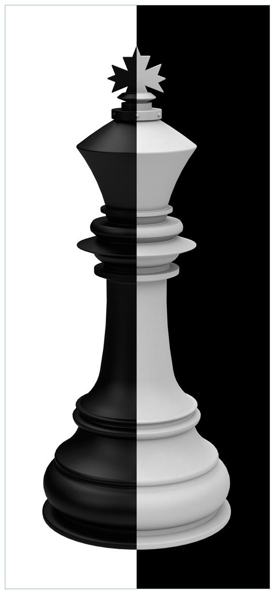 Wallario Türtapete Schachfigur schwarz-weiß, glatt, ohne Struktur