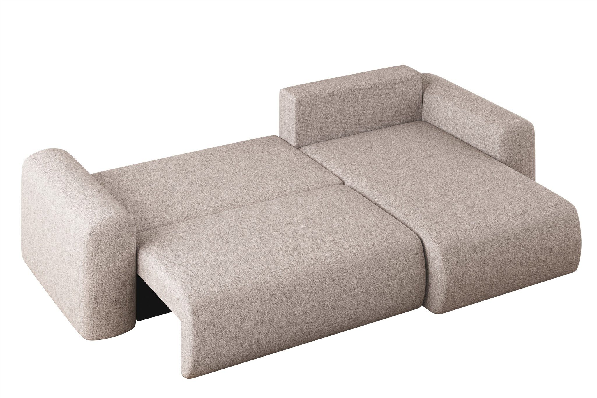 Fun Möbel Ecksofa Schlafsofa FLORA in Stoff, mit Bettkasten und 2 Zierkissen, Ottomane Links oder Rechts