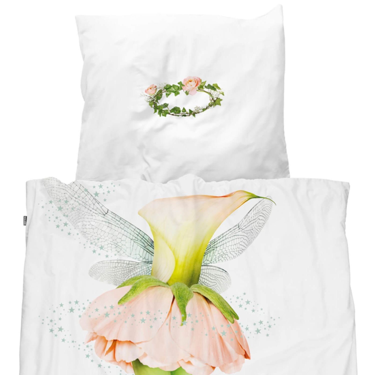 Snurk Kinderbettwäsche Fairy Fee, Perkal, 2 teilig, Elfe, Kostüm, Blumen