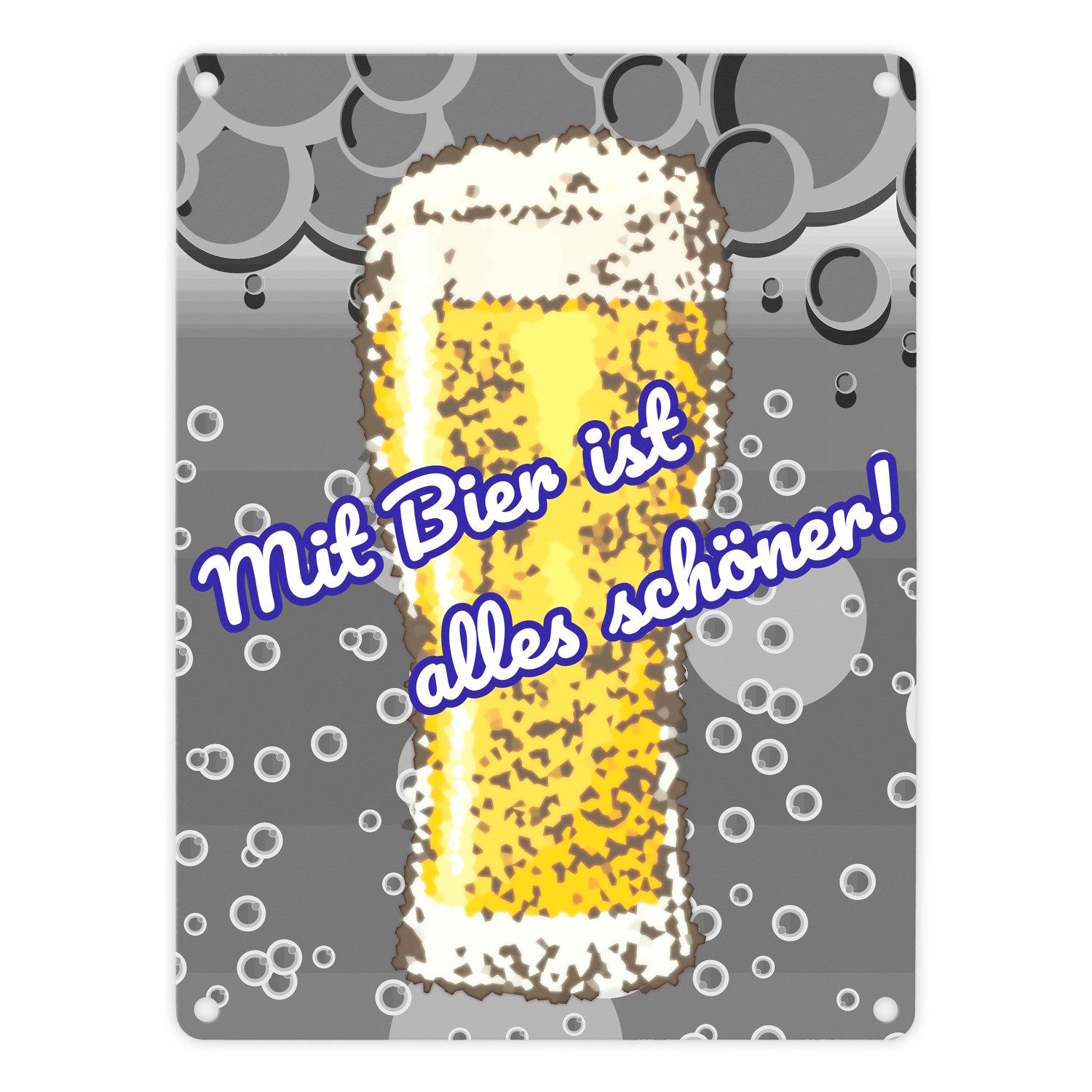 Metallschild Metallschild in 15x20 cm im Bierdesign mit Spruch: Bier ist alles