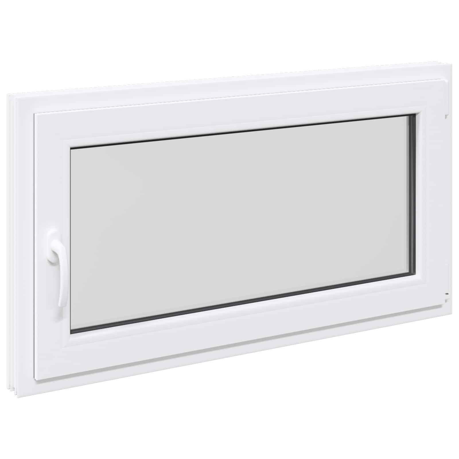 vidaXL Fenster Kellerfenster RISOR 110 x 70 cm PVC und Glas Weiß, (1 St)