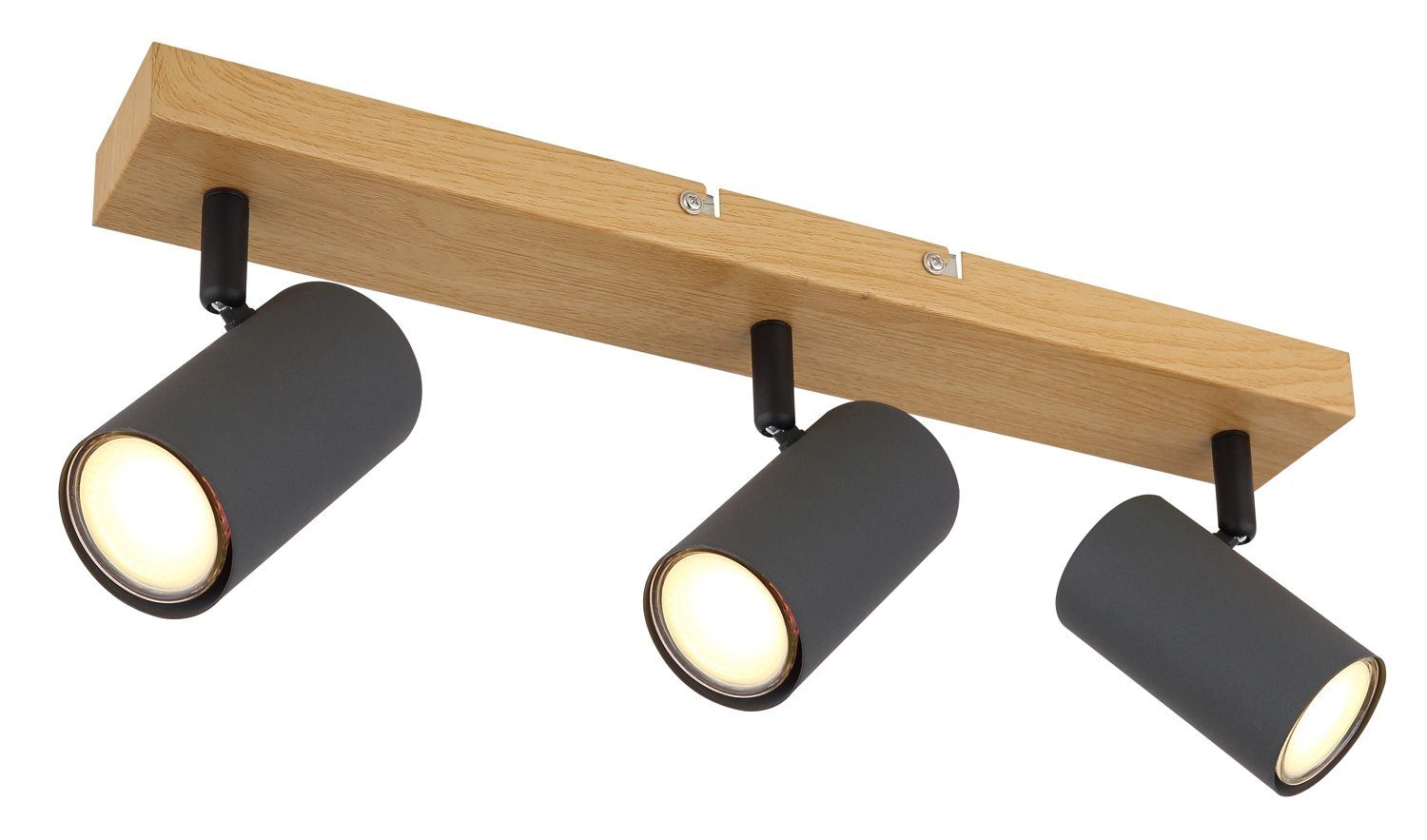 GLOBO LIGHTING Deckenstrahler ROBBY, 3-flammig, Breite 45 cm, Braun, Grau, günstig online kaufen