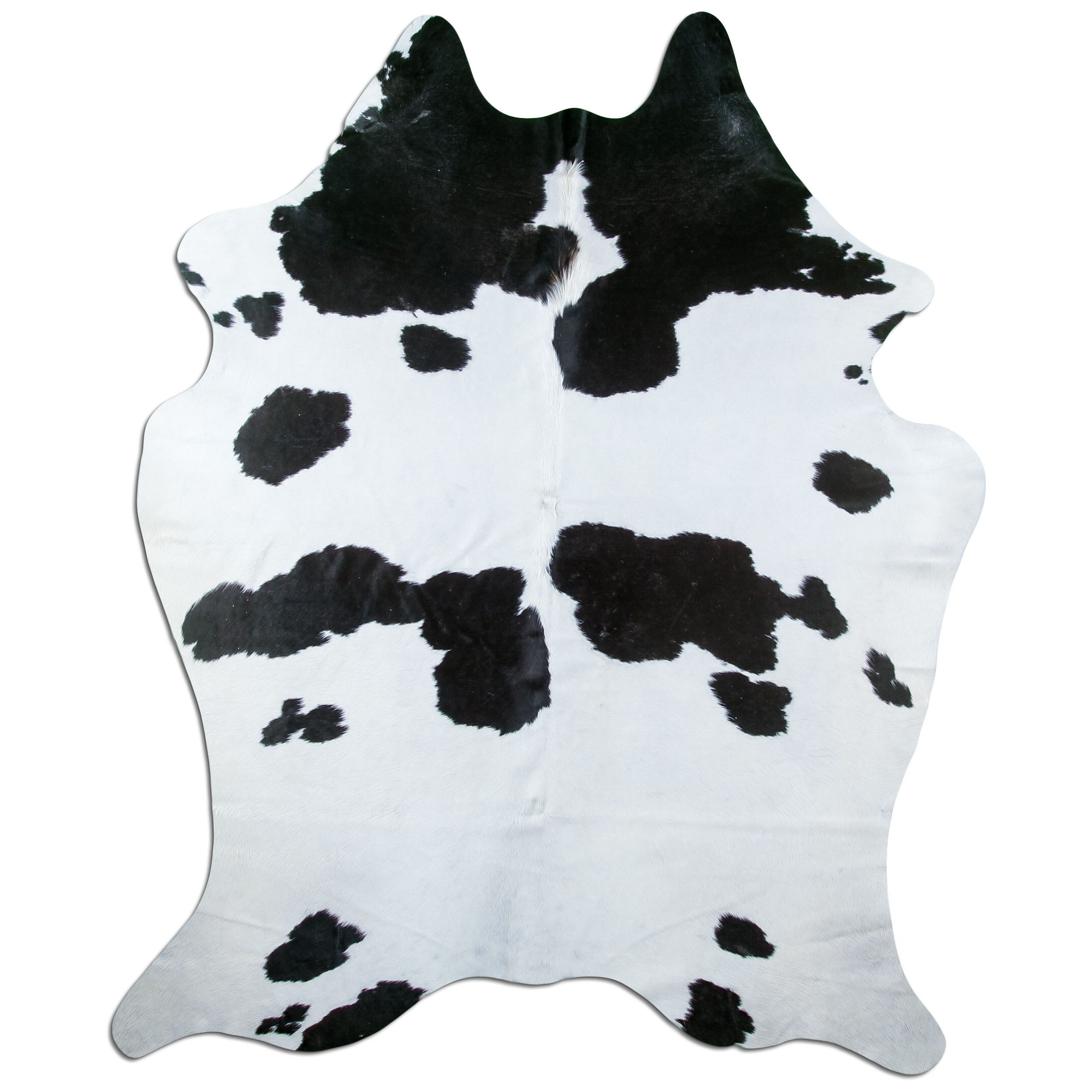 Livorio Fellteppich L205 x B163 cm - schwarz weiß, Kuhfell, Premium Kuhfell Teppich, Rinderfell, Echtfell, black and white