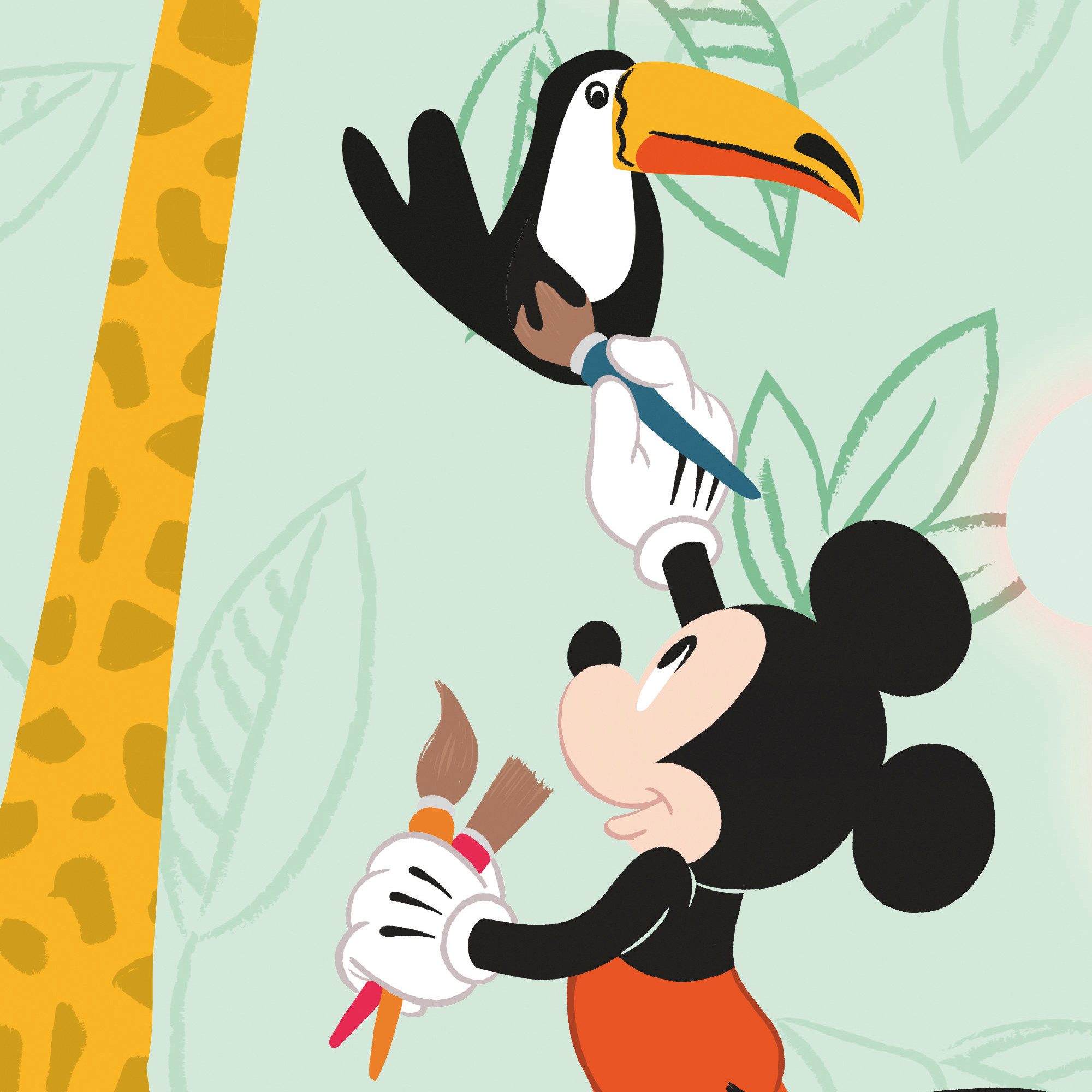 Komar Vliestapete Mickey Doodle Zoo, glatt, bedruckt, (1 St), Rolle mit 53 x 1005 cm