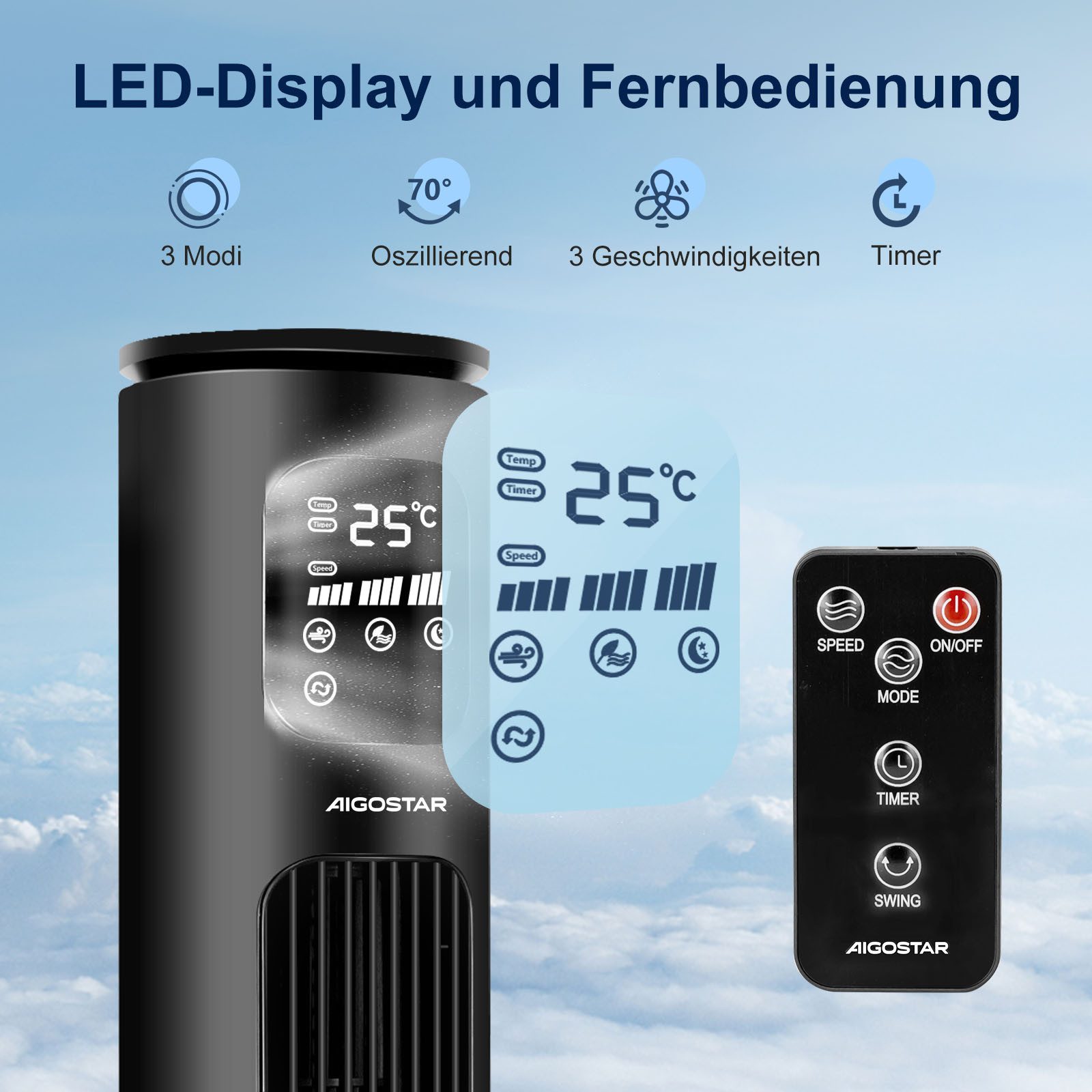 Aigostar Turmventilator Smart Towerventilator mit Fernbedienung günstig online kaufen