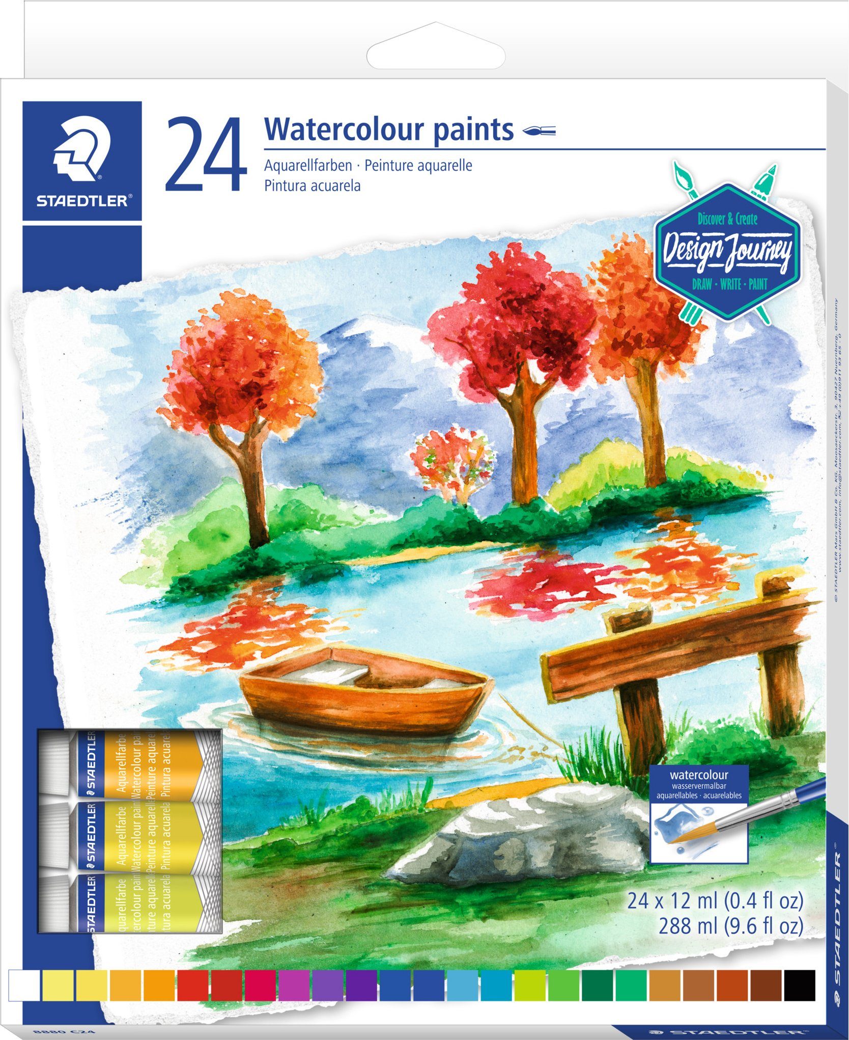 STAEDTLER Aquarellfarbe Watercolour Aquarellfarben, 24 Stück á 12 ml