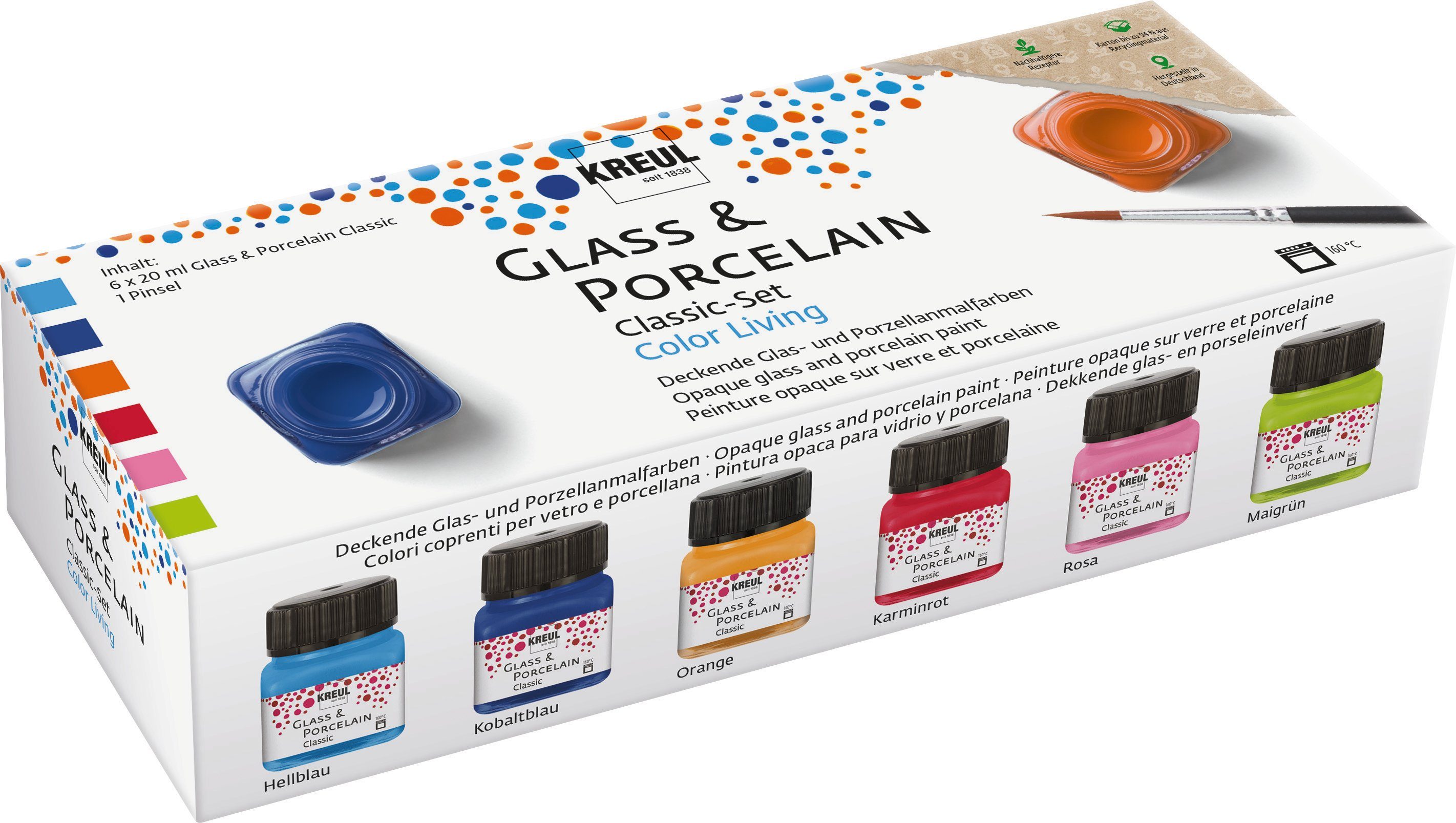 Kreul Bastelfarbe Glass & Porcelain Classic-Set Color Living, 6 x 20 ml günstig online kaufen