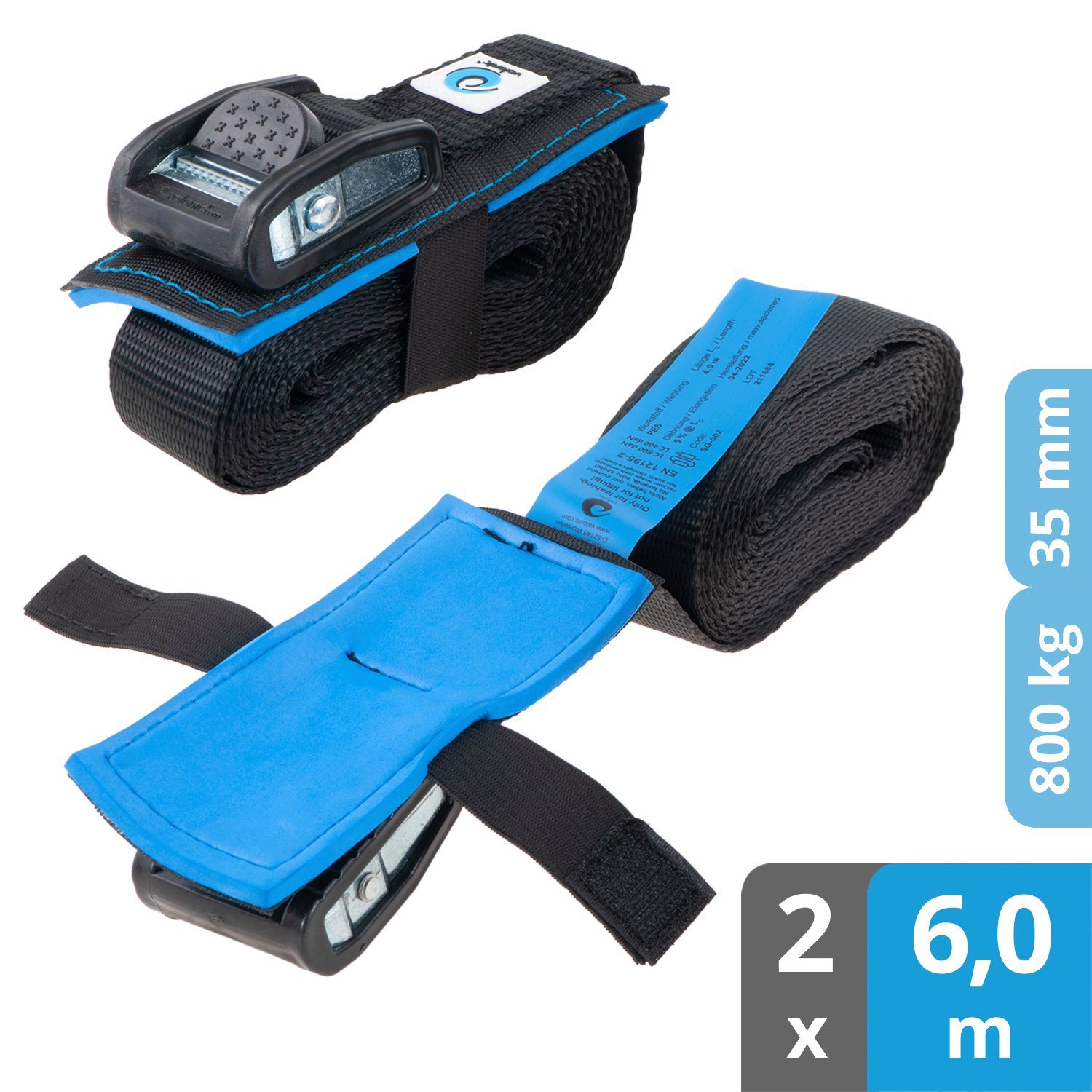 valonic Spanngurt Spanngurte Klemmschloss HD SG-002 ORCA Vater (2er Set, 2 Stück Klemmschlussgurt) Verzurrgurt für SUP Board oder Kajak