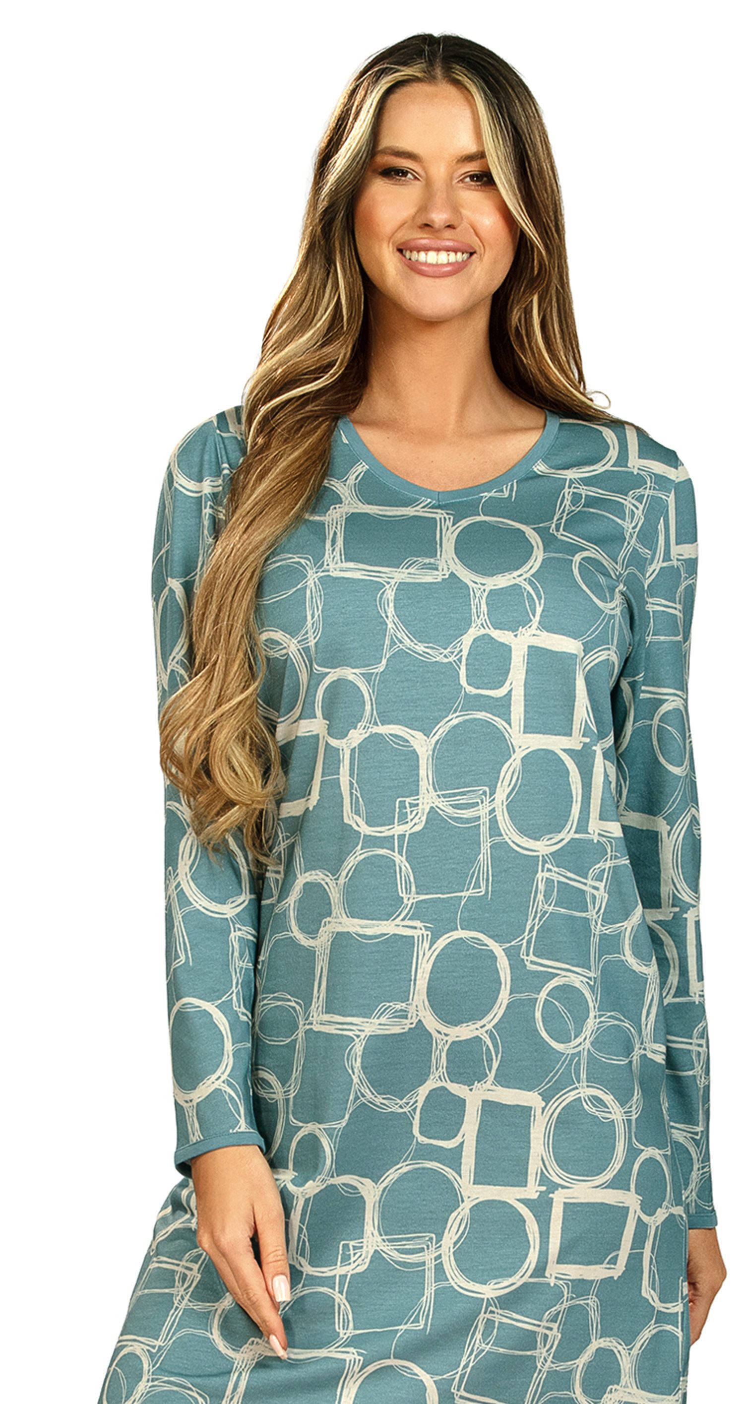 Ascafa Nachthemd Damen Schlafshirt 125cm lang (1-tlg) Modisches Design – Bild 4 von 4