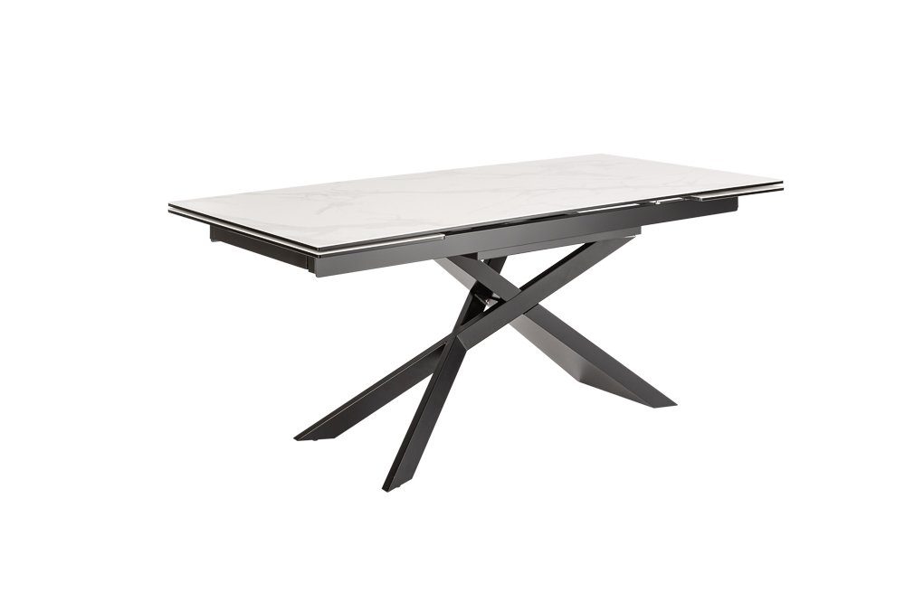 riess-ambiente Esstisch EUPHORIA 180-220-260cm weiß / schwarz · Keramik-Platte · ausziehbar (Einzelartikel, 1-St), 3-Stufen für 8-12 Personen · Metall-Beine · Marmor-Design · Industrial