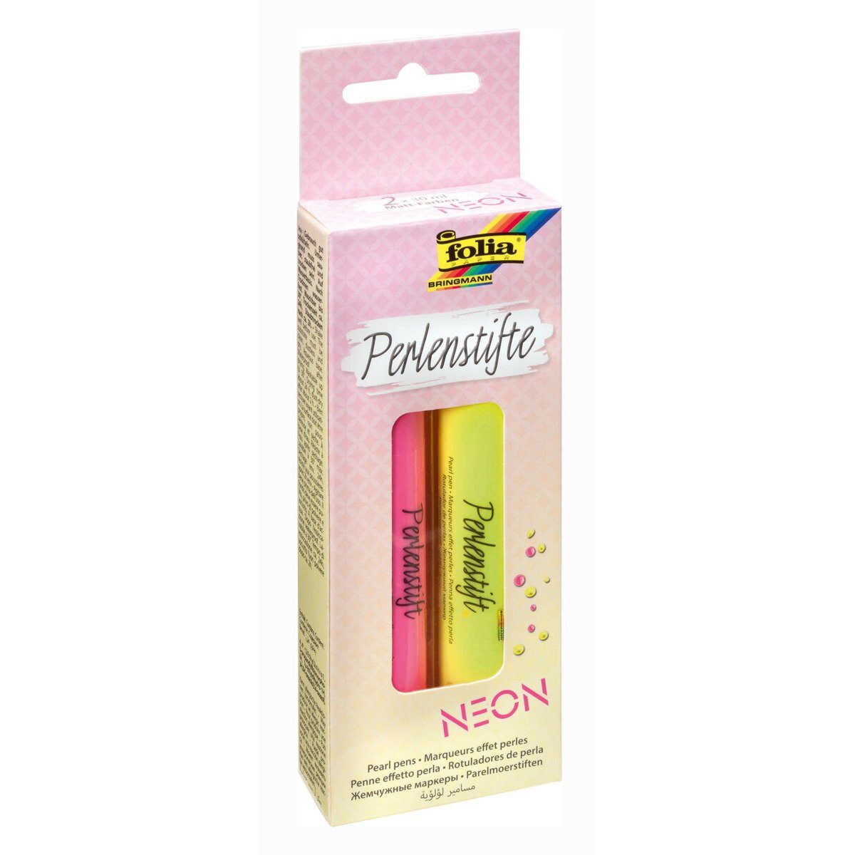 Folia Malstift folia Perlenstifte neonpink neongelb 2x30ml