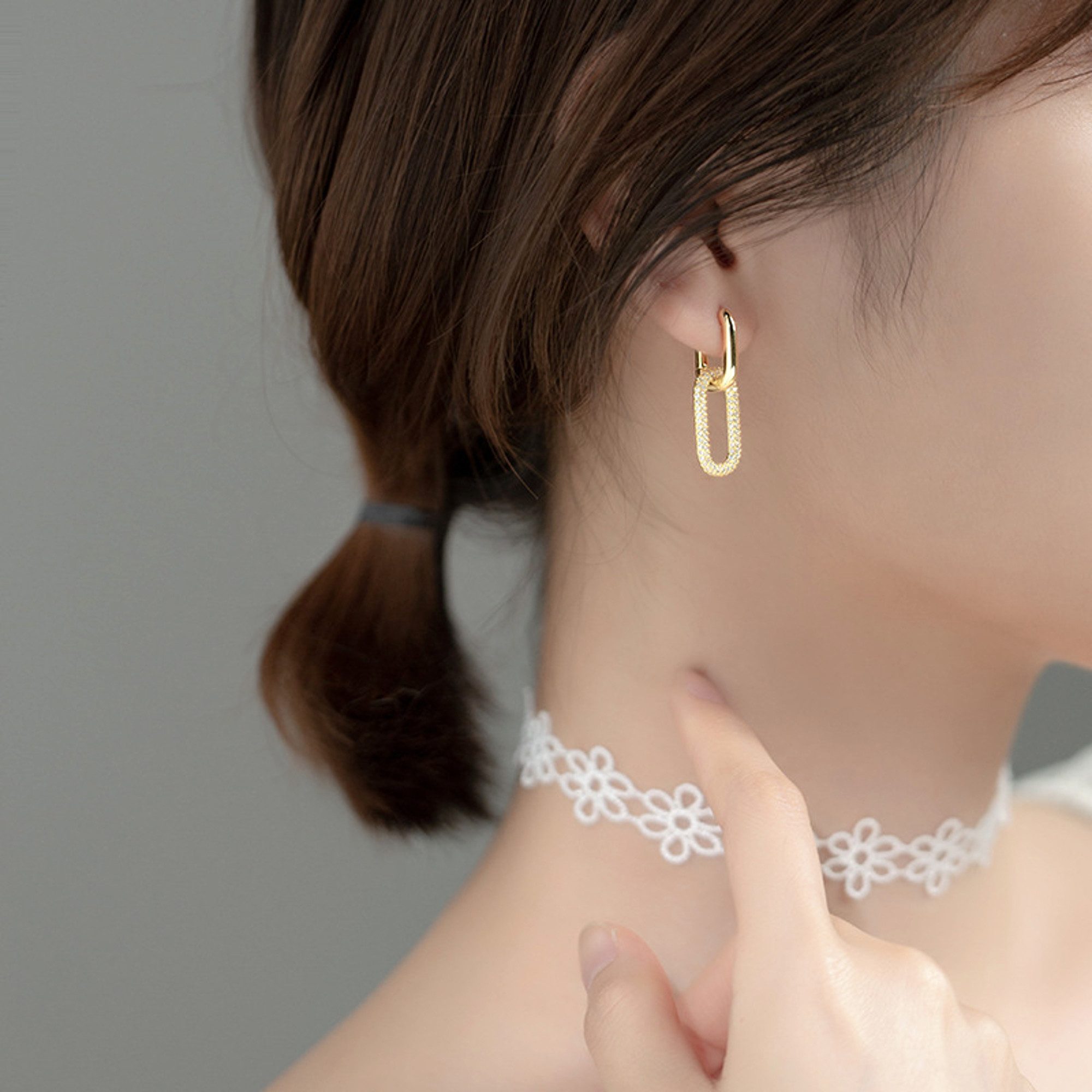 KARMA Paar Ohrhänger Damenohrringe Edelstahl 2,9 cm mit Zirkon (Geschenk fü günstig online kaufen