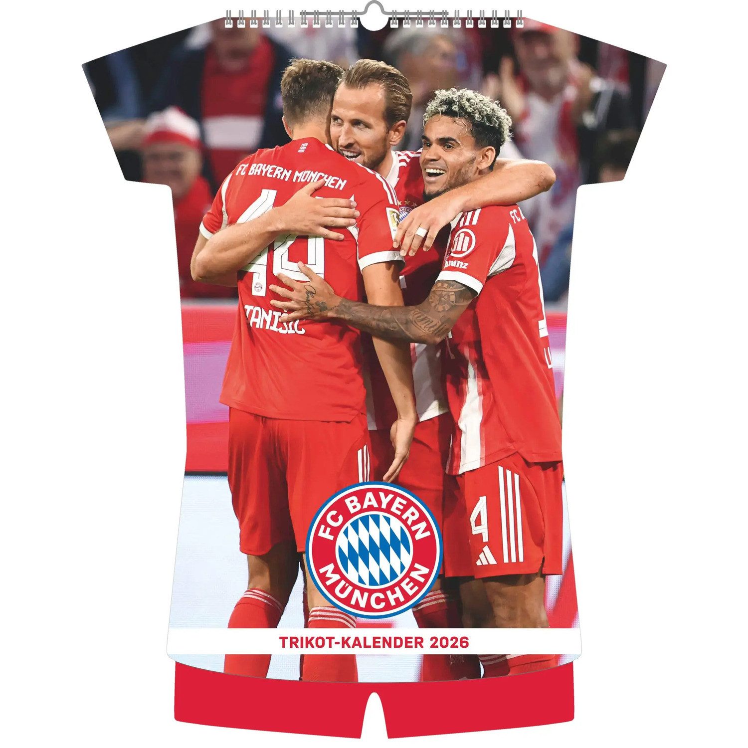 NEUMANN Wandkalender N Neumann - FC Bayern München 2026 - Trikotkalender 34x42 cm mit 12...