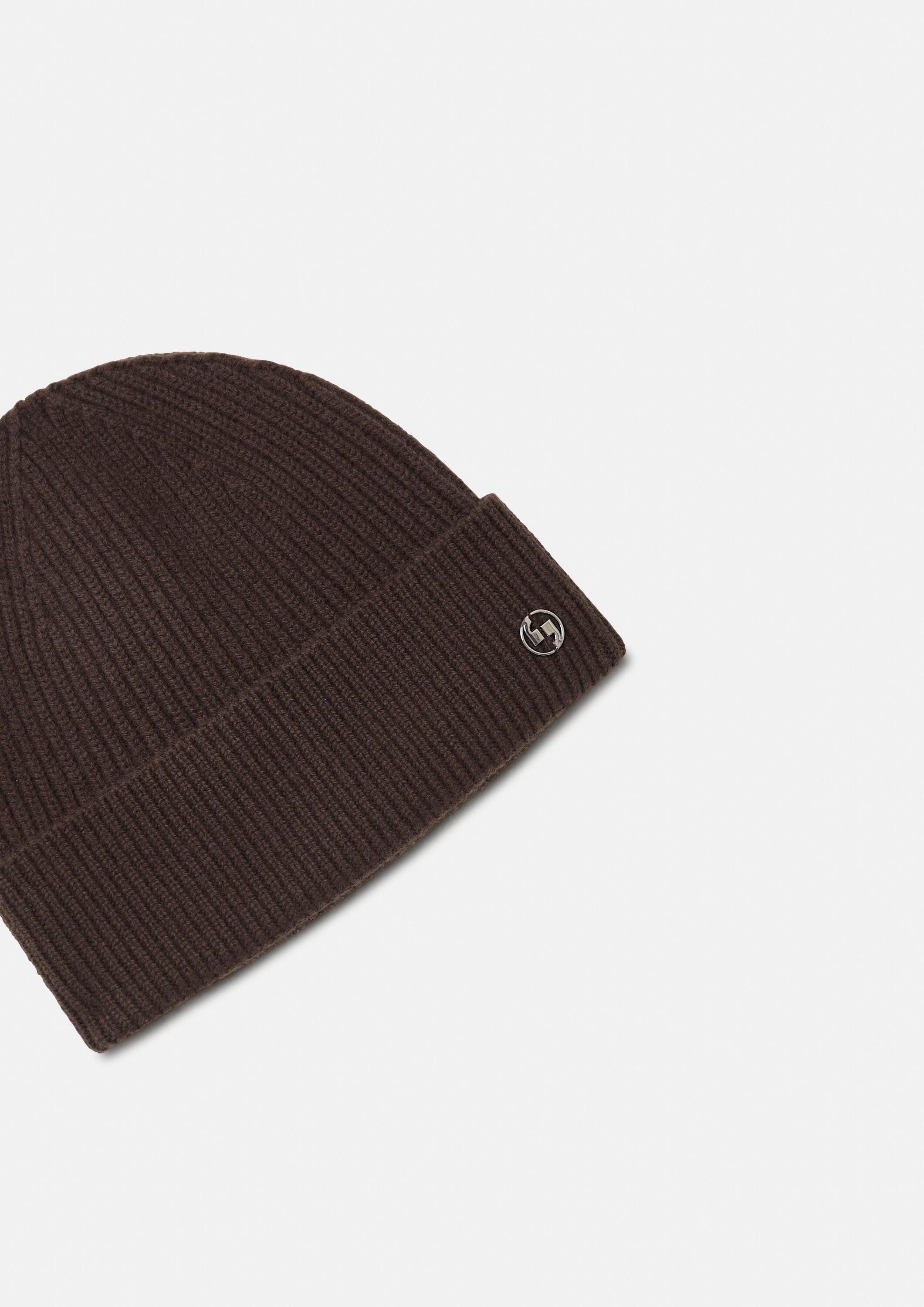 comma Strickmütze Mütze Strickmütze aus Wolle mit Label-Emblem