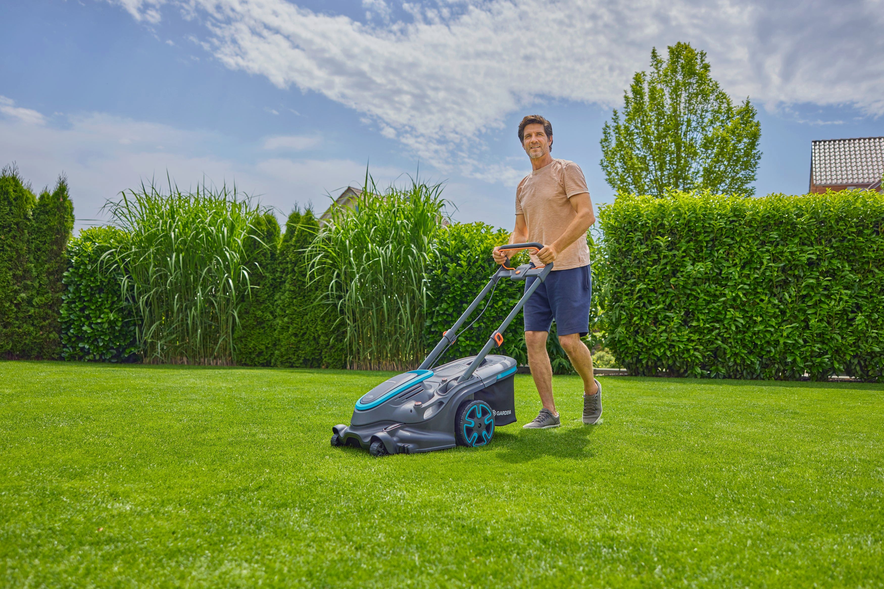 GARDENA Akkurasenmäher PowerMax Duo 46/36V P4A Ready-To-Use Set 2, 46 cm Schnittbreite, mit zwei Messern und POWER FOR ALL-Akku