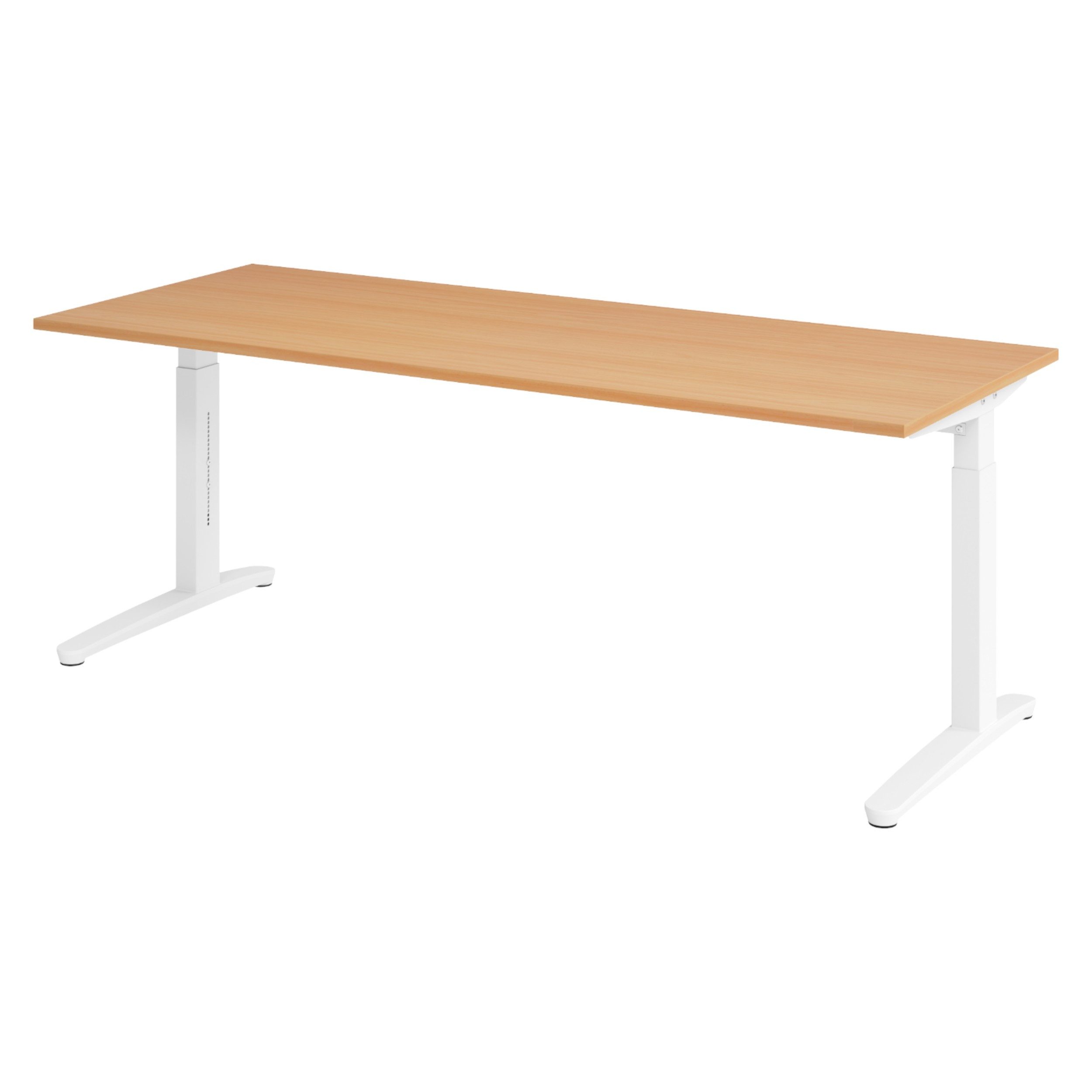bümö Schreibtisch XB-Serie, Rechteck: 200 x 80 cm - Dekor: Buche - Gestell: Weiß