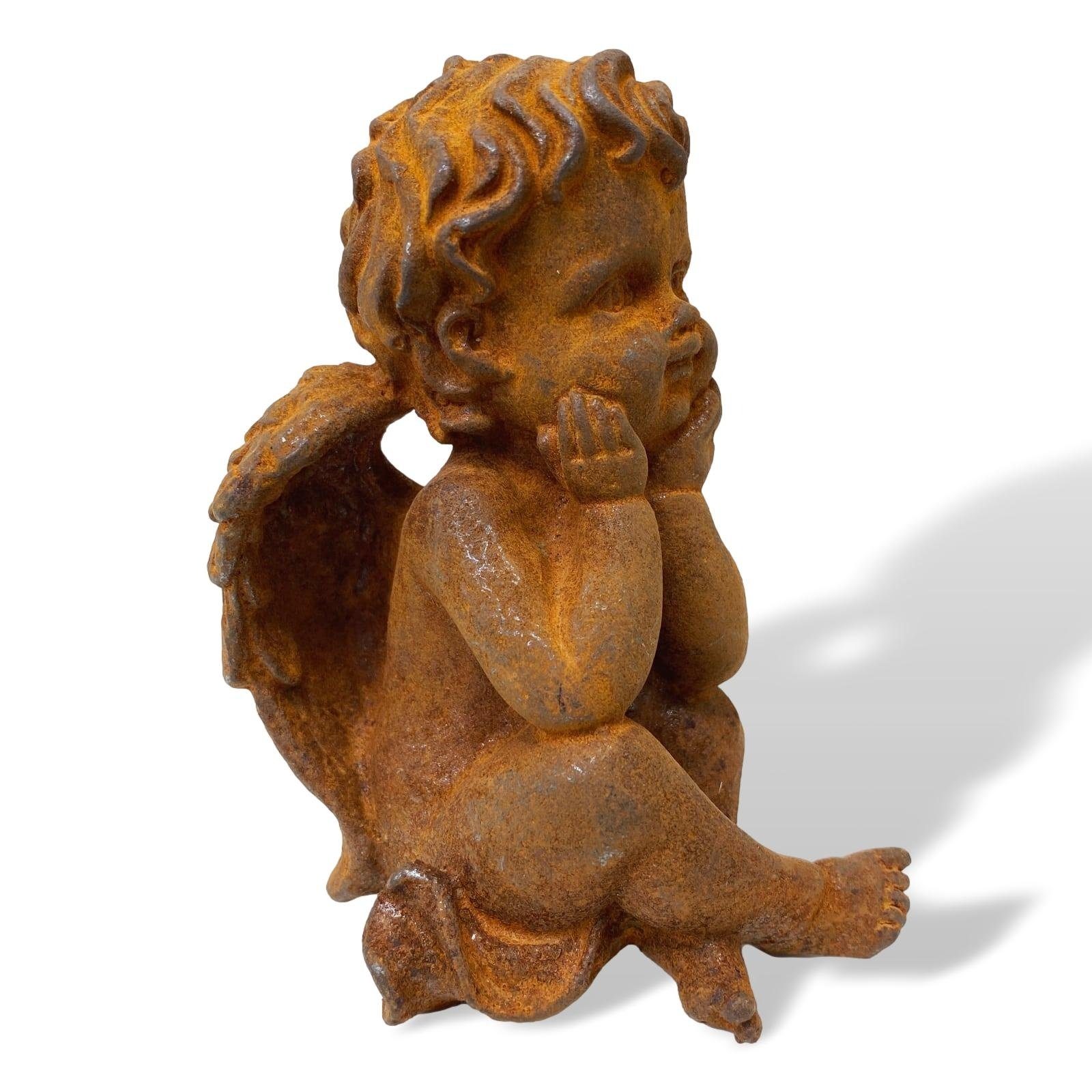 Aubaho Dekofigur Skulptur Engel Figur Dekoration Antik-St Putti Engelsfigur Putte Eisen