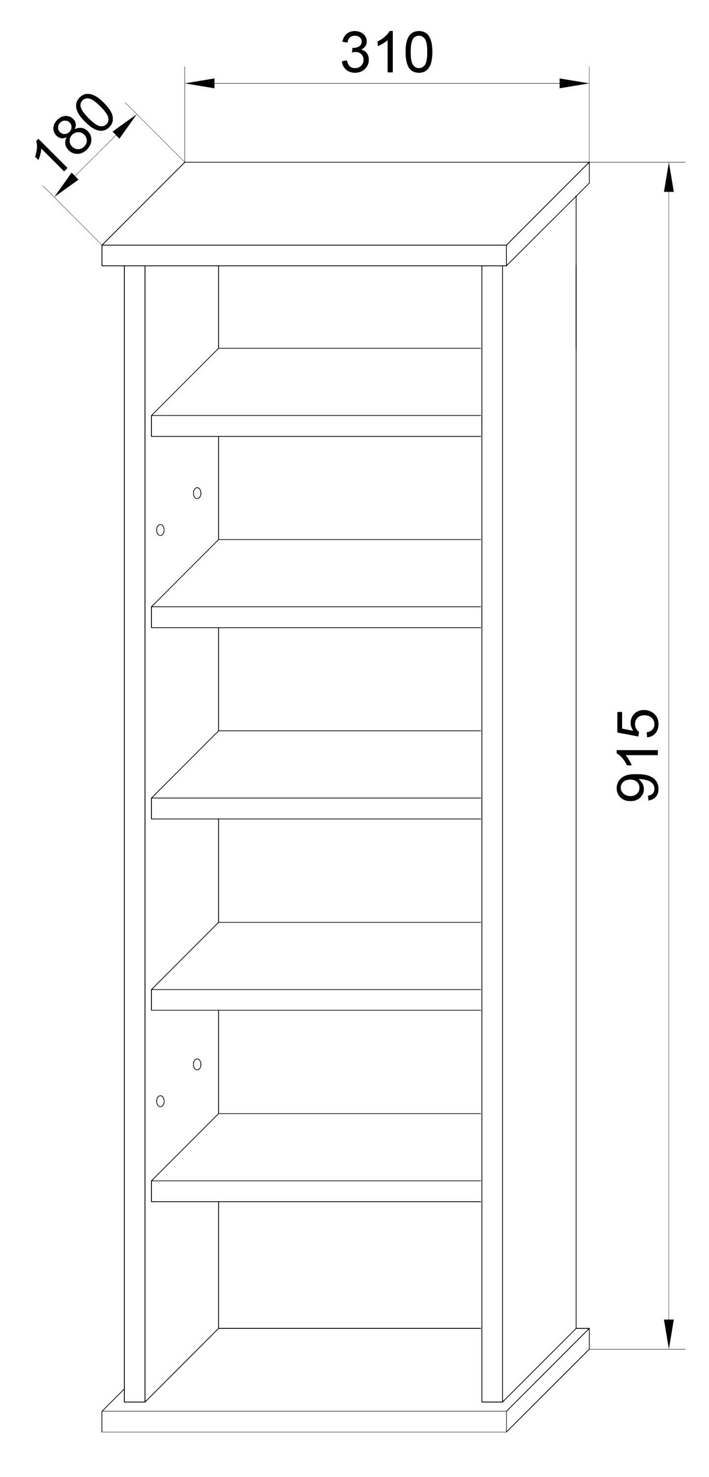 VCM Standregal Tilano B. 31 x T. 18 x H. 92 cm, Kompakte Medienaufbewahrung für CDs und DVDs, Wohnzimmer oder Büro – Bild 4 von 4