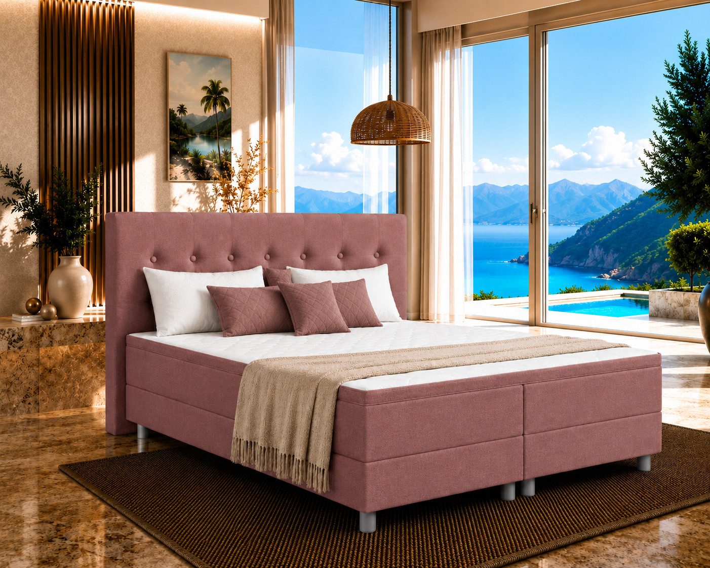 Best for Home Boxbett Neo Sawana Komfortable Bonellfederkernmatratze mit 5 cm Topper (Komplettbett, 4-St., 90x200 120x200 140x200 160x200 180x200 200x200), 7-Zonen-Bonnellfederkernmatratze, ergonomischer Schlafkomfort