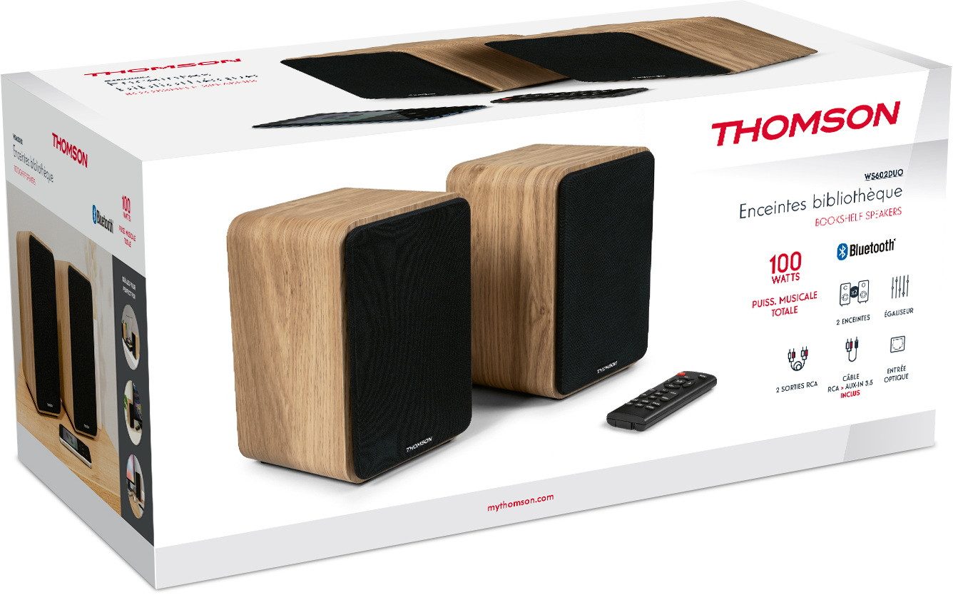 Thomson Bluetooth Regallautsprecher Cosy Range WS602DUO Holz braun TH387872 Regal-Lautsprecher