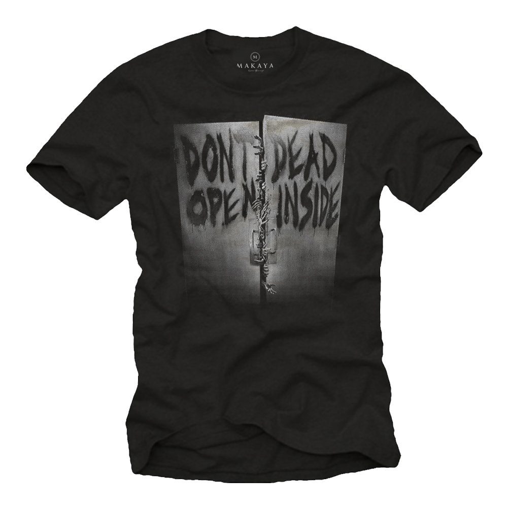T-Shirt Herren Aufdruck Dead Inside T-Shirt Walking Zombie Motiv Männer