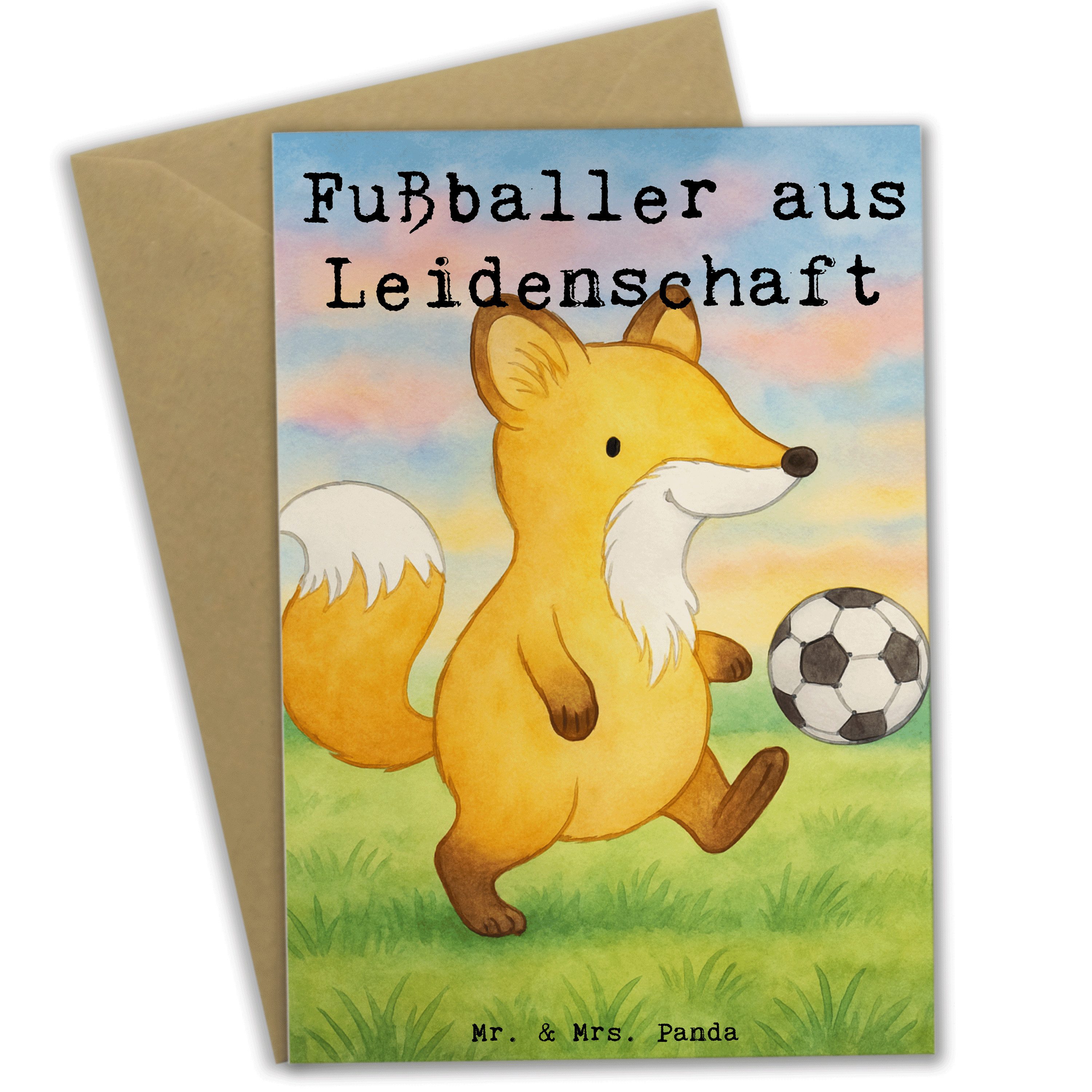 Mr. & Mrs. Panda Grußkarte Fußballer Leidenschaft Design, Glückwunschkarte, Weiß, hochzeitskarte, hochzeitskarten dankeskarten Fußballspiel