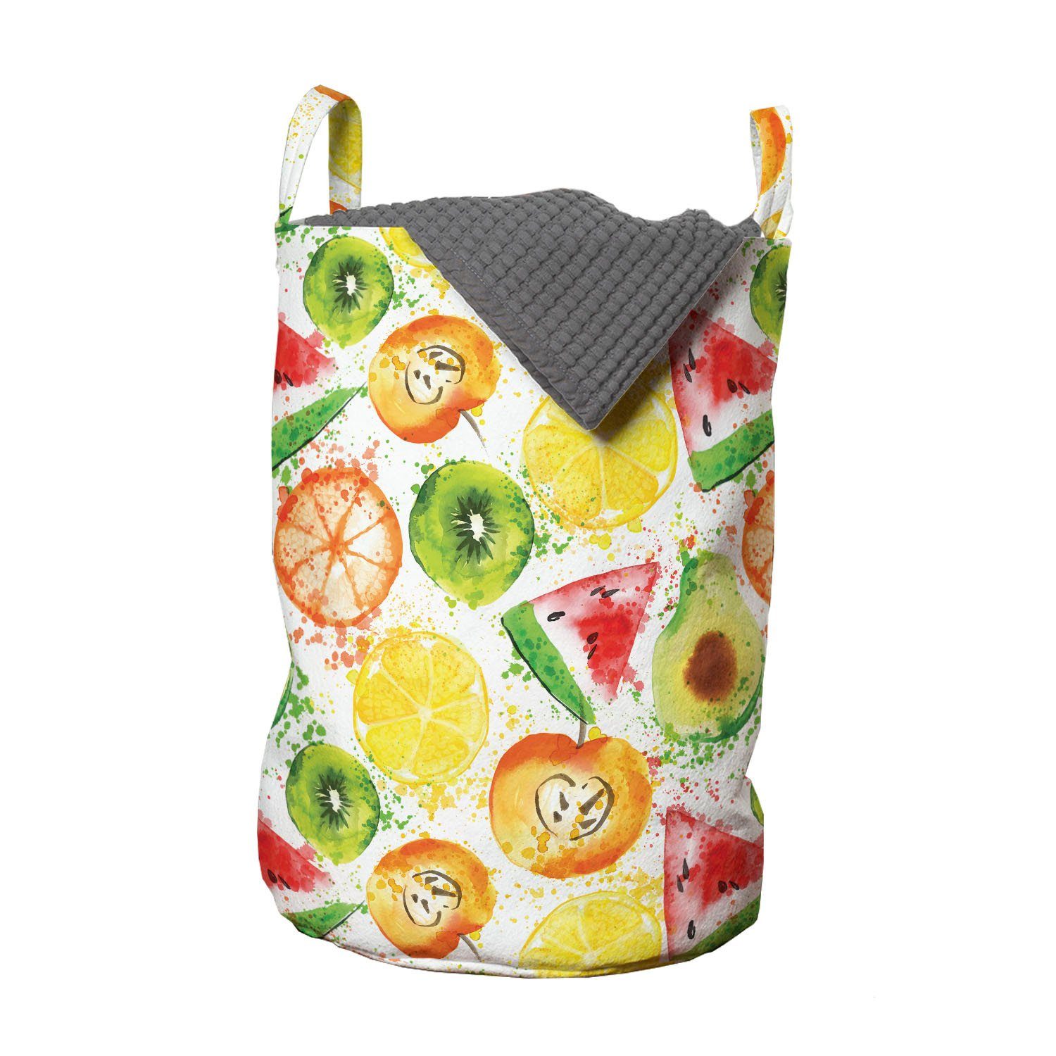 Abakuhaus Wäschesäckchen Wäschekorb mit Griffen Kordelzugverschluss für Waschsalons, Früchte Pinsel Pflanzen Seed