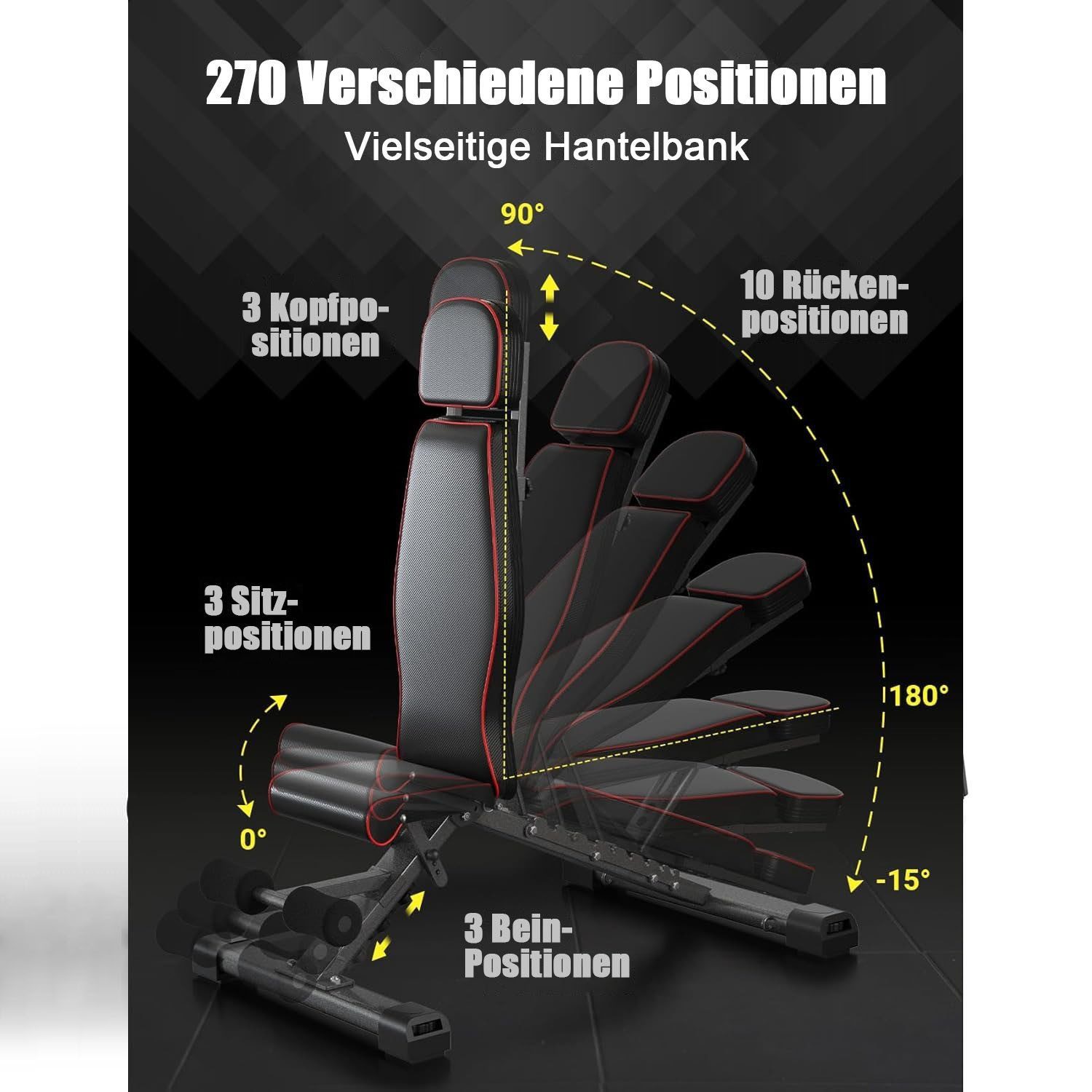 YOLEO Hantelbank 300 kg faltbare Hantelbank Multifunktional