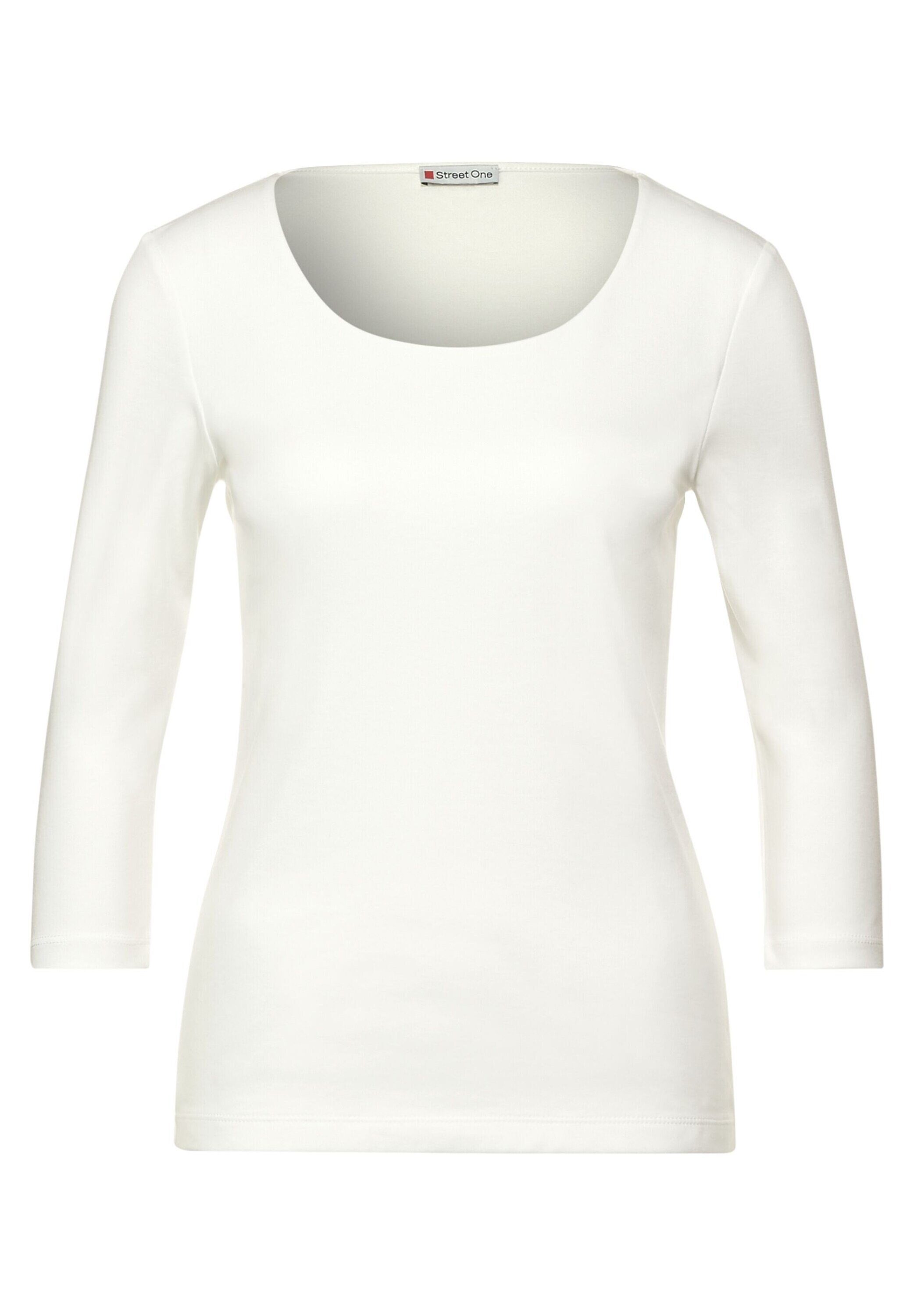 white Pania 3/4-Arm-Shirt Plain/ohne STREET ONE (1-tlg) Detail off Weiteres Details,