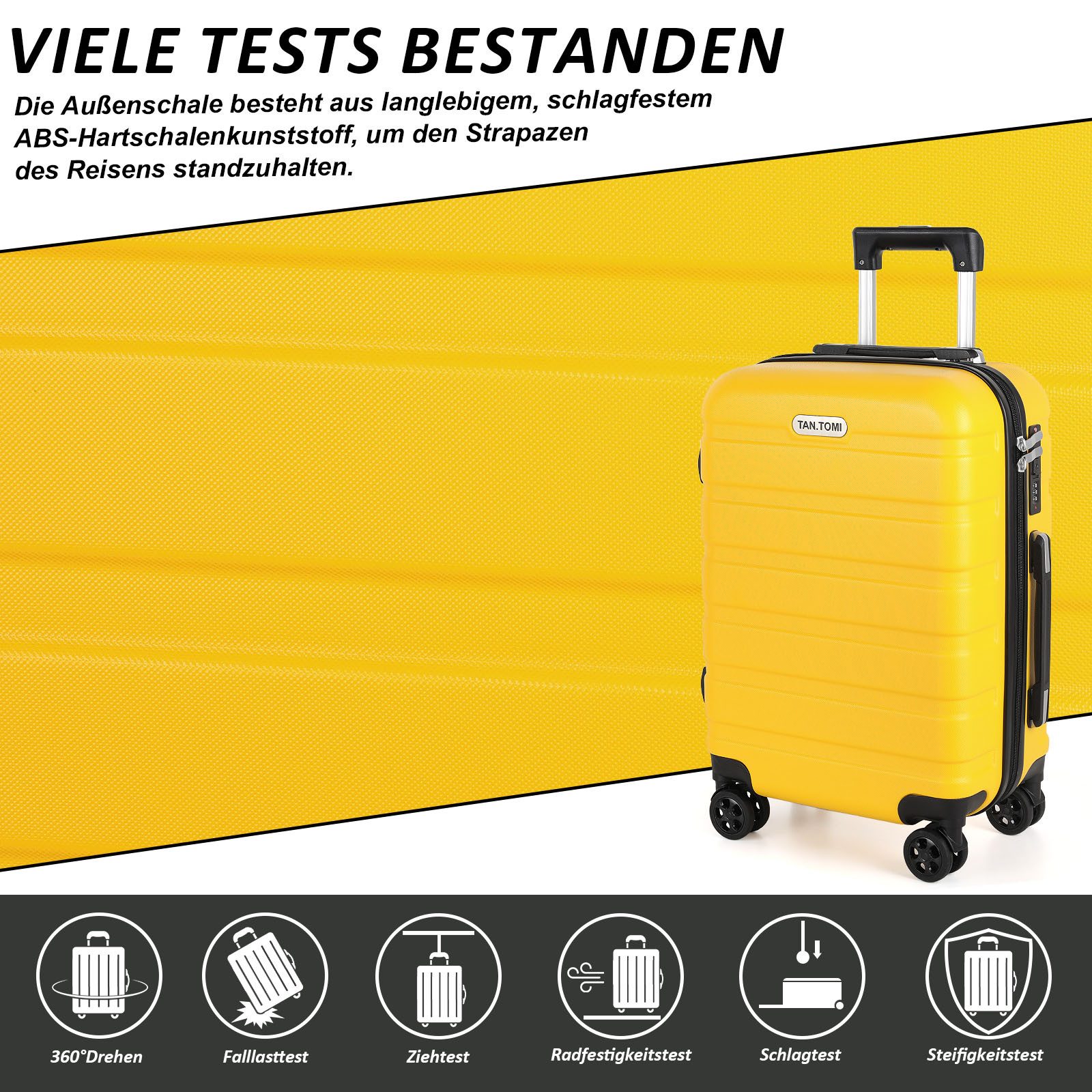 TAN.TOMI Handgepäckkoffer Koffer Hartschale Leicht Reisekoffer ABS Geräumig Haltbar(M L XL), 4 Rollen, Trolley Handgepäck Große Kapazität mit 4 Rollen und Zahle – Bild 5 von 5