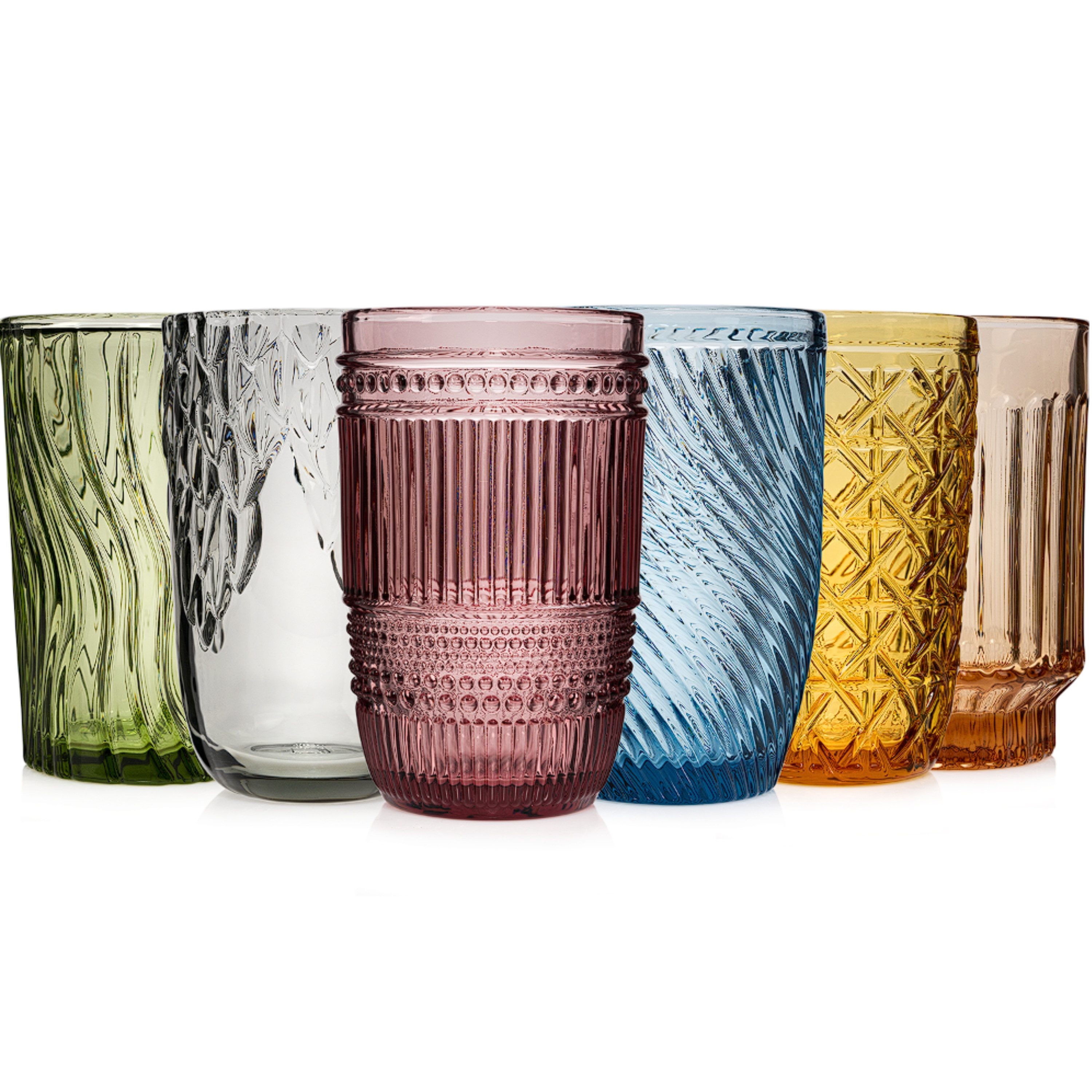 SÄNGER Gläser-Set Bunt, 6-tlg., Glas, 6er Set Trinkgläser Faro, spülmaschinengeeignet, bunt