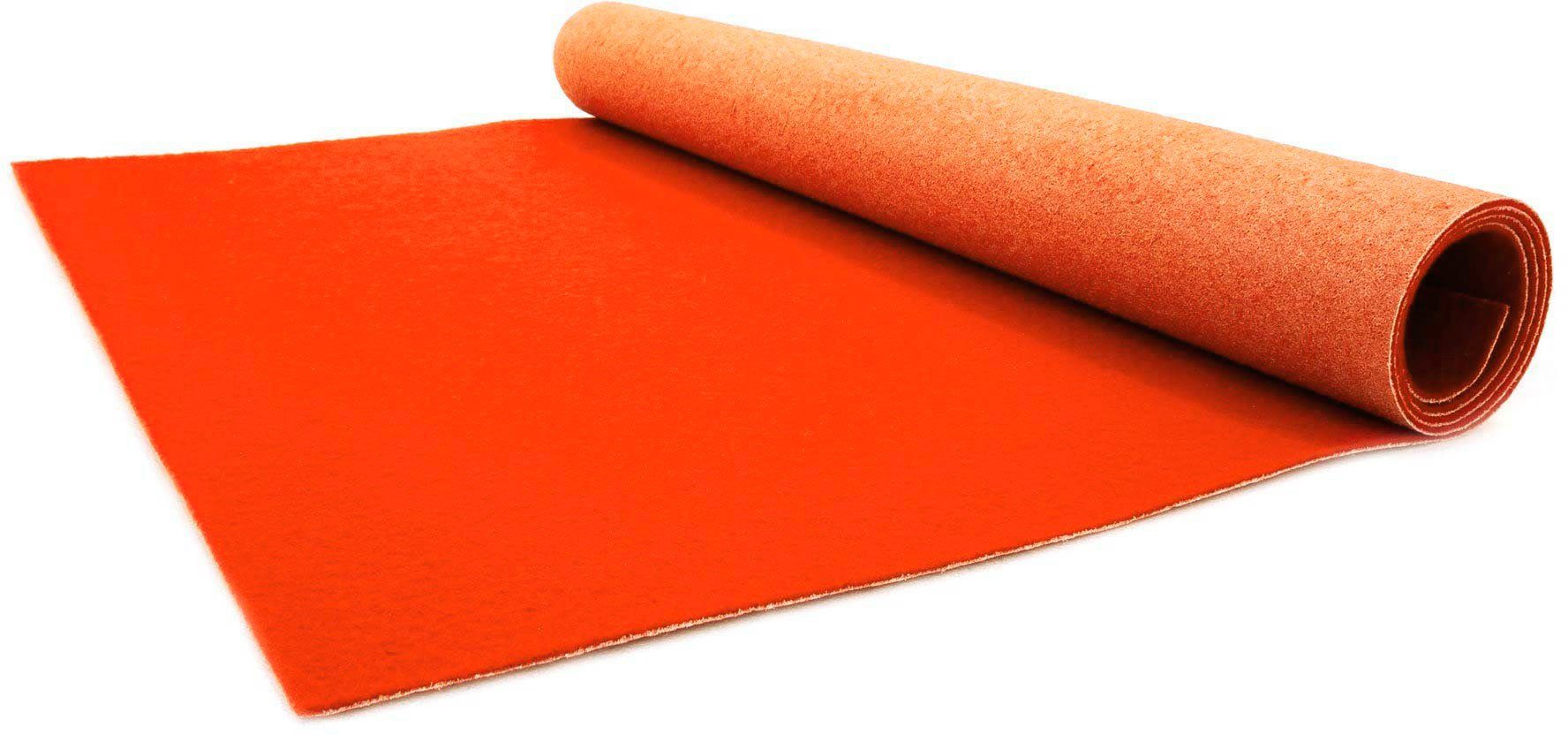 Nadelfilz, Läufer Breite Uni-Farben orange rechteckig, Primaflor-Ideen 100 mm, Eventteppich 2,6 cm, PODIUM, Textil, Höhe: robuster in