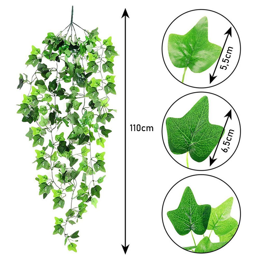 Kunstpflanze 4 Stück Künstliche Hängepflanze,110cm hängendes Grün Blätter G günstig online kaufen