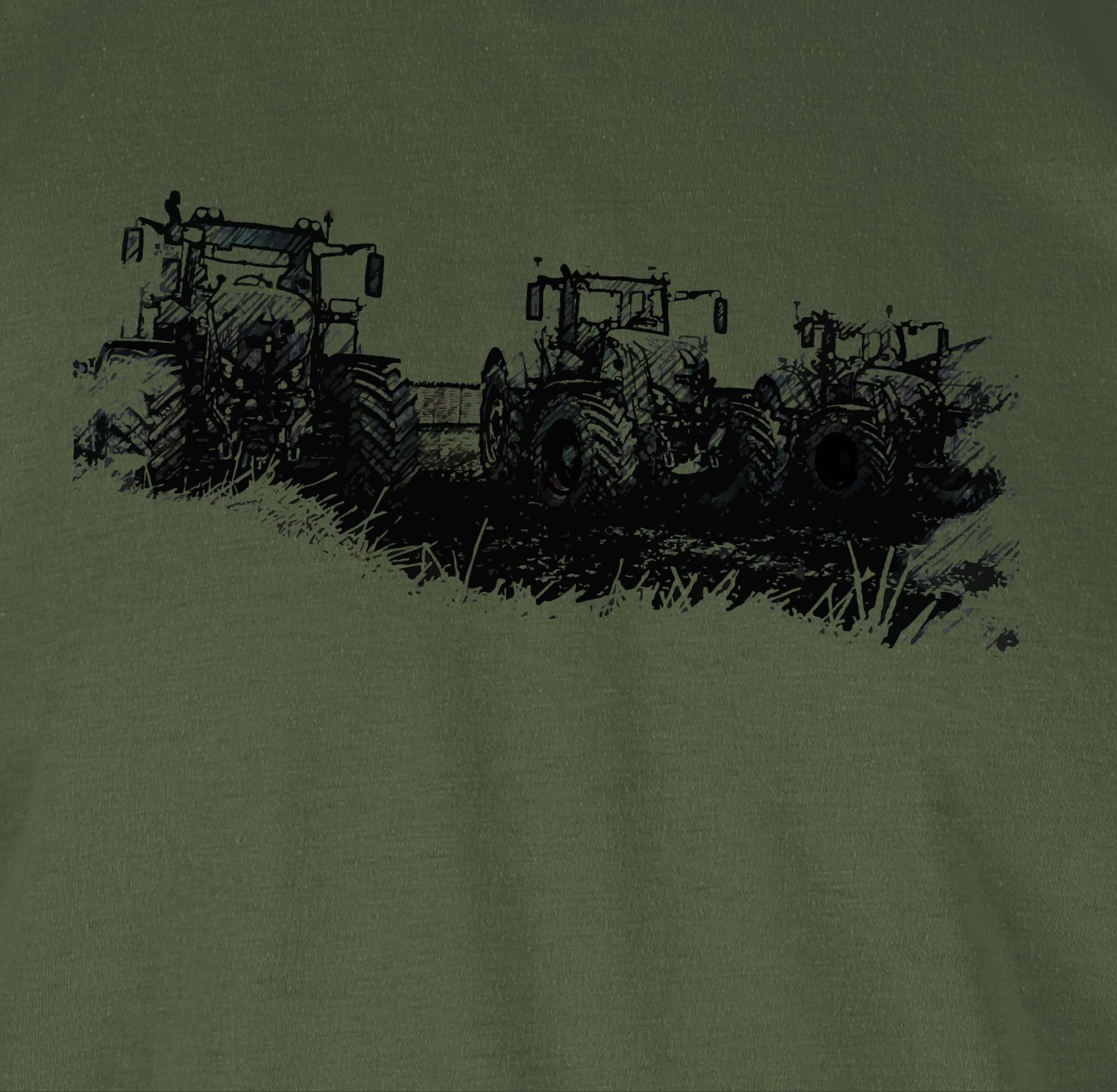 T-Shirt Traktoren Army Grün Wiese Traktor Shirtracer 2